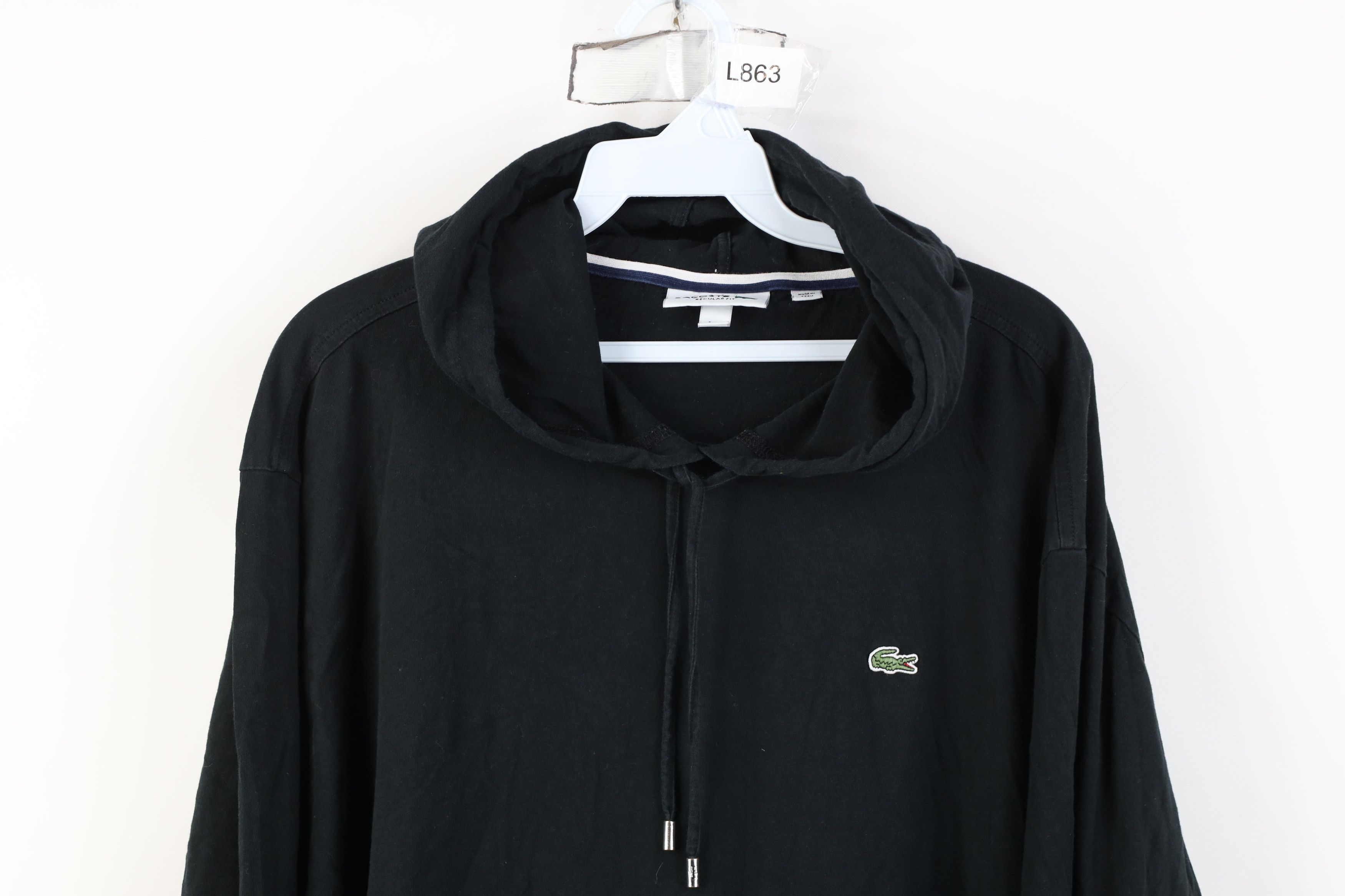 Lacoste Lacoste Croc Logo Hooded Hoodie Long Sleeve T-Shirt Black Size US XXL / EU 58 / 5 - 2 Thumbnail