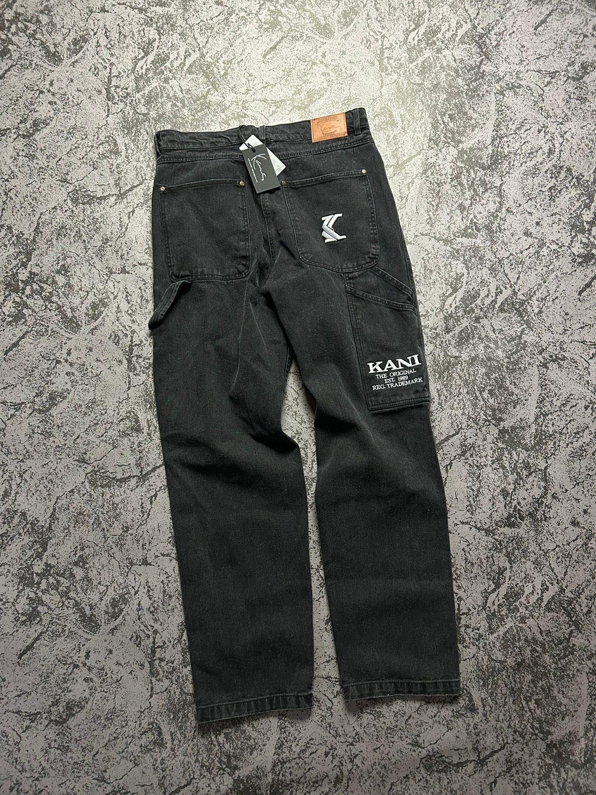 Pre-owned Karl Kani New  Jeans Joggers Workwear Washed Black