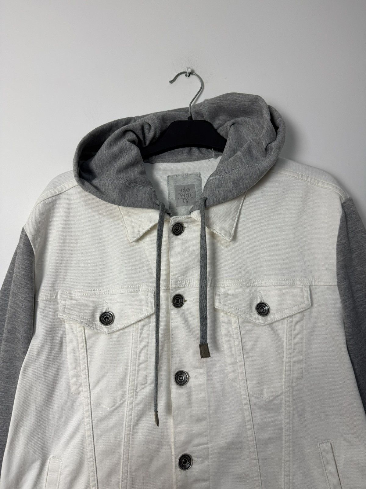 Eleventy Eleventy Denim Hoodie Jacket White/Gray Luxury Designer Size US M / EU 48-50 / 2 - 3 Thumbnail