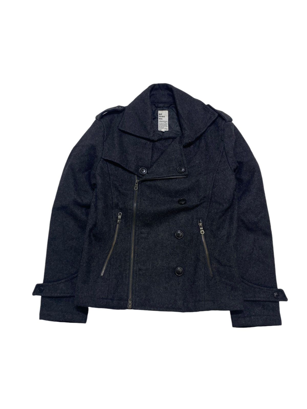 If Six Was Nine Perfecto Wool napoleon Jacket Semantic Design Y2K Size US L / EU 52-54 / 3 - 1 Thumbnail