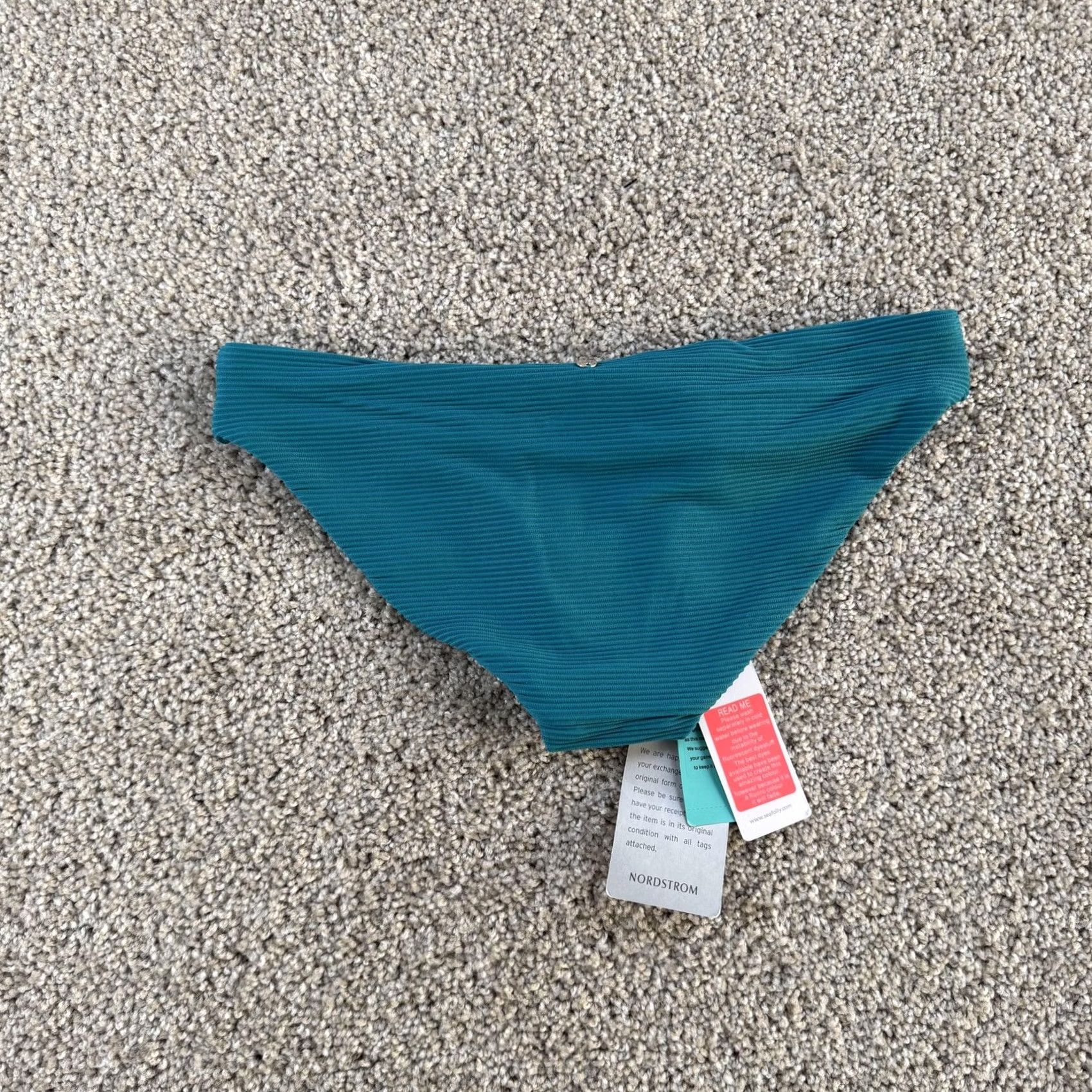 Vintage Seafolly Swim Bottom Womens 4 Blue Ribbed Textured Hipster Bikini Brief Lined Size 27" / US 4 / IT 40 - 2 Thumbnail