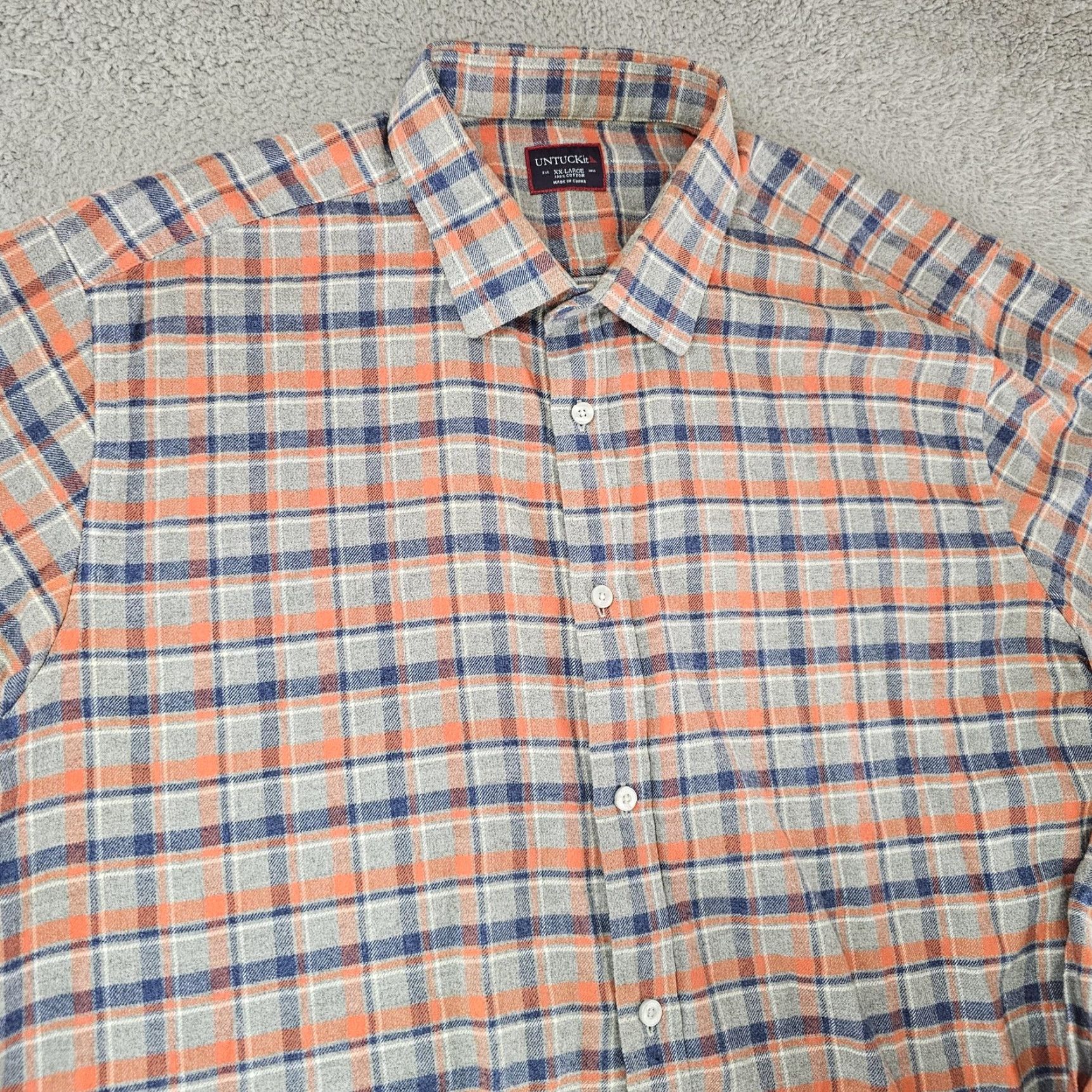 UNTUCKit UNTUCKit Shirt Mens 2XL Blue Orange Gray Plaid Button Down Long Sleeve Casual Size US XXL / EU 58 / 5 - 2 Thumbnail