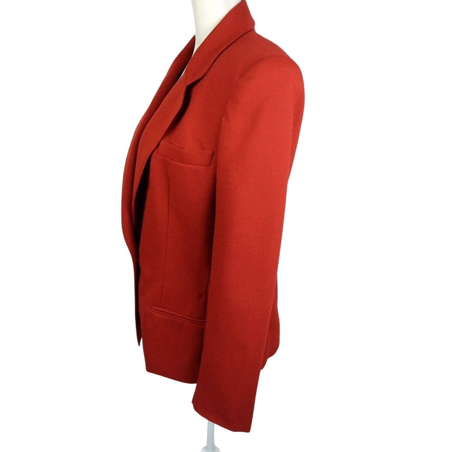 Anne Klein VINTAGE Anne Klein Blazer Jacket Wool 90s Burnt Orange 4 Womens Coat Short Sleeve Button Solid Fall Winter 90s Mens Womens Size S / US 4 / IT 40 - 3 Thumbnail