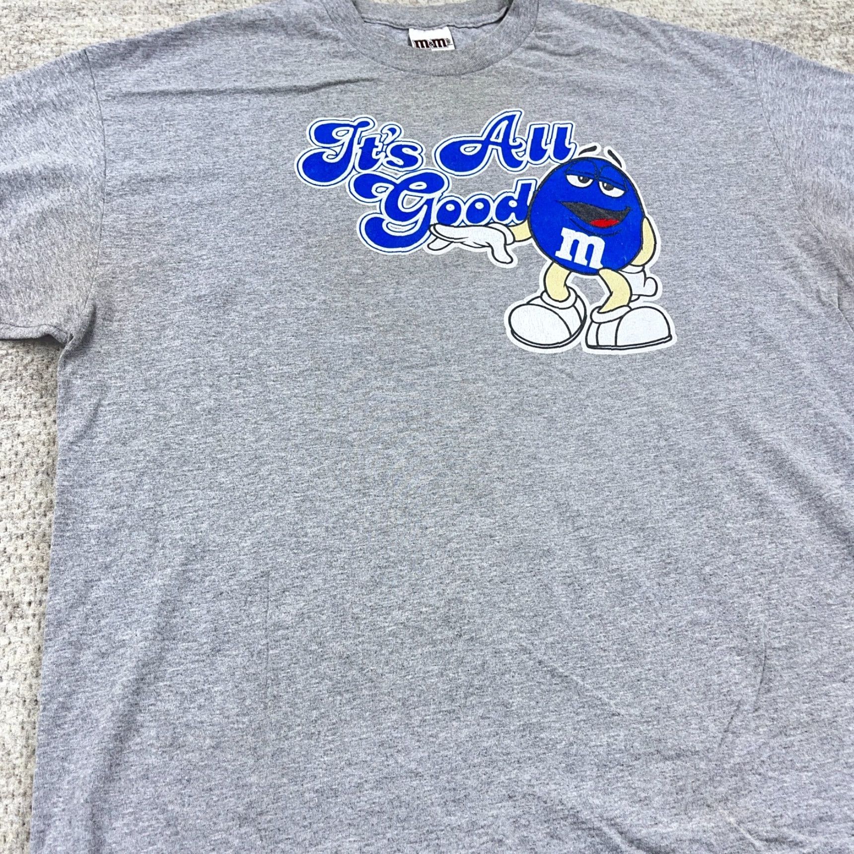 CHOCOOLATE VINTAGE M&Ms Shirt Men 2XL Gray Tee T-Shirt Cotton Jersey Graphic Print Logo Grunge All Seasons It's All Good 90s Movie TV Comics Hipster Size US XXL / EU 58 / 5 - 3 Thumbnail