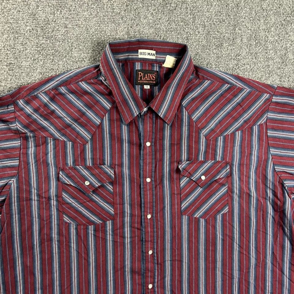 Vintage VTG Plains Westernwear Shirt Mens 3X Striped Big Pearl Snap Size US XXL / EU 58 / 5 - 2 Thumbnail