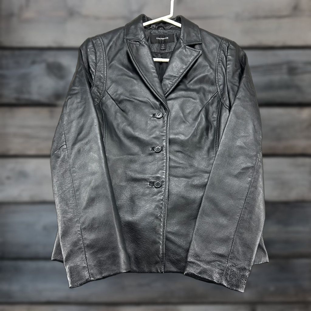 Vintage VINTAGE Colebrook Jacket Womens S Black Leather Bomber Zipper Motorcycle Biker Full Zip Winter Spring Fall Size S / US 4 / IT 40 - 1 Thumbnail