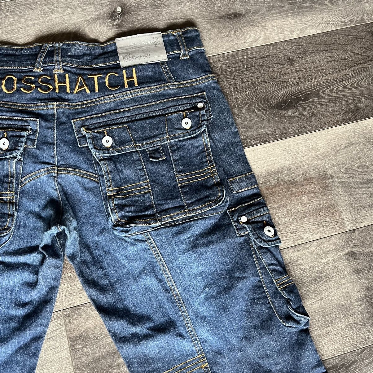 Vintage Vintage Y2K Crosshatch Logo Baggy Cargo Denim Jean Shorts 34 Size US 34 / EU 50 - 4 Thumbnail