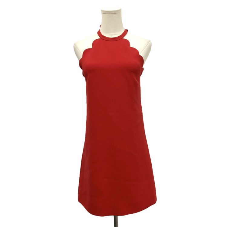 Miu Miu Miu Miu Red Scalloped Mini Dress Size 36 Size XS / US 0-2 / IT 36-38 - 1 Thumbnail