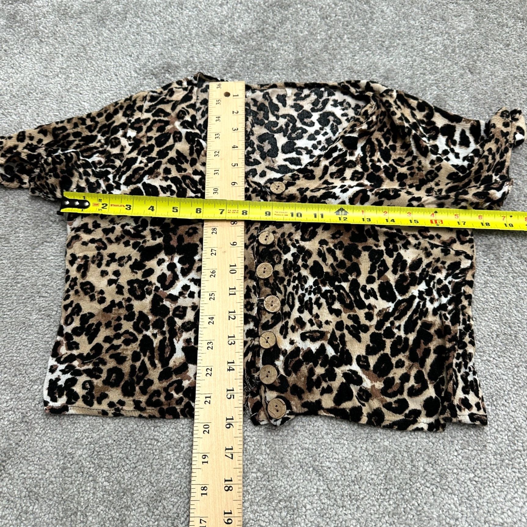 Vintage Unbranded Leopard Cropped Top Womens Small Brown Black Button Down Short Sleeve Size S / US 4 / IT 40 - 5 Thumbnail