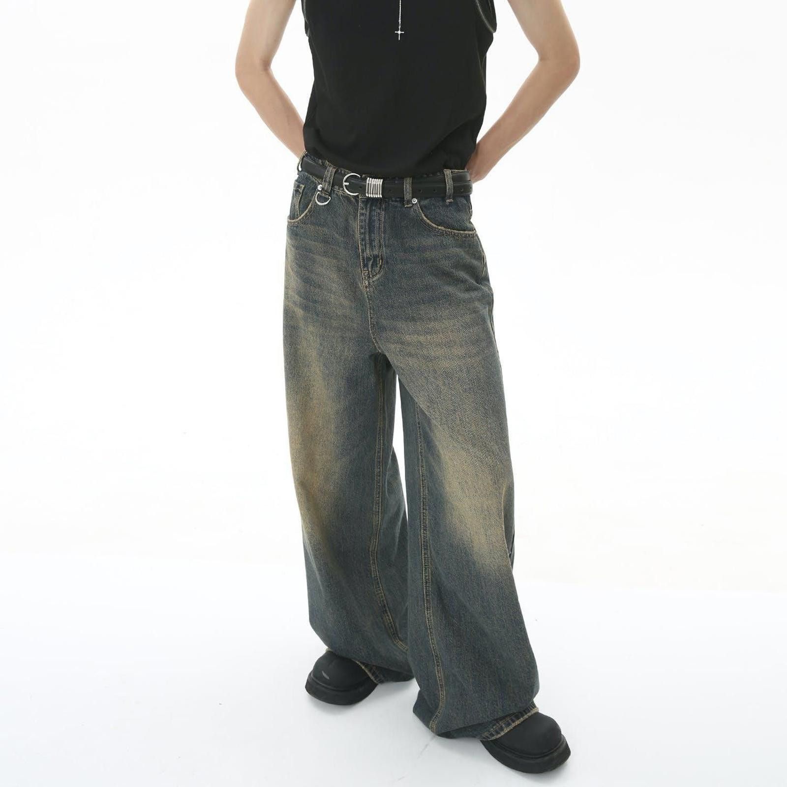 Vintage Vintage Distressed Loose Wide Leg Mopping Jeans Size US 32 / EU 48 - 1 Thumbnail