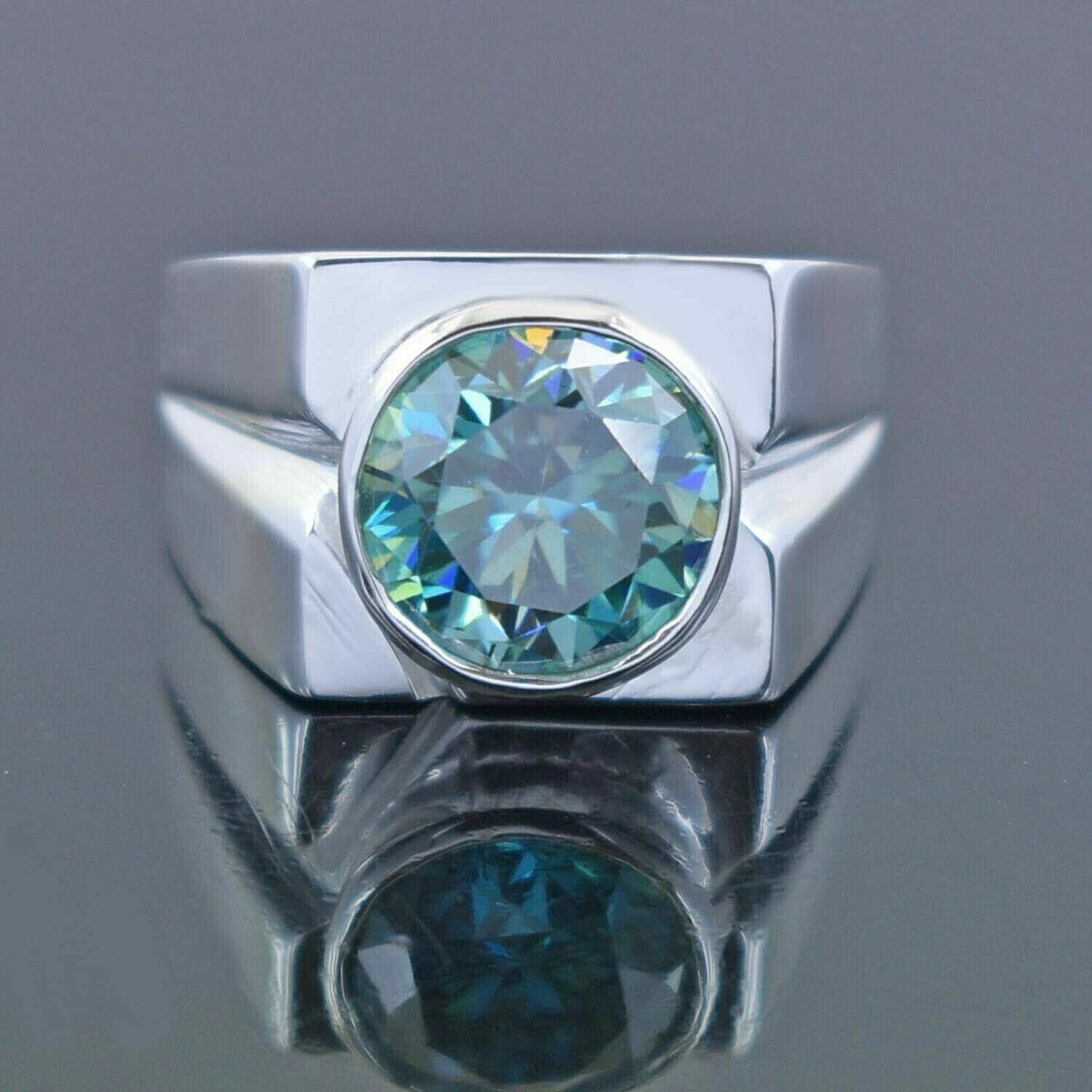 Handmade Hand Made Silver Solitaire Blue Diamond Ring 3.50 Cts Size ONE SIZE - 1 Thumbnail
