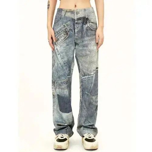 Japanese Brand × Jean Y2K High Street Color Match Patchwork Baggy Jeans Size US 32 / EU 48 - 2 Thumbnail