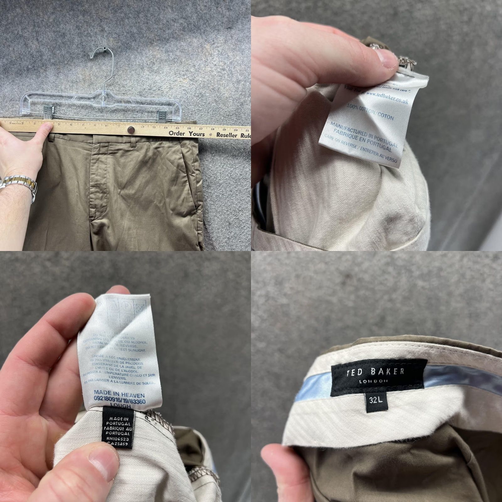Ted Baker Ted Baker Pants Mens 32x31 Brown Cotton Chino Straight Leg Casual Wear Size US 32 / EU 48 - 8 Thumbnail