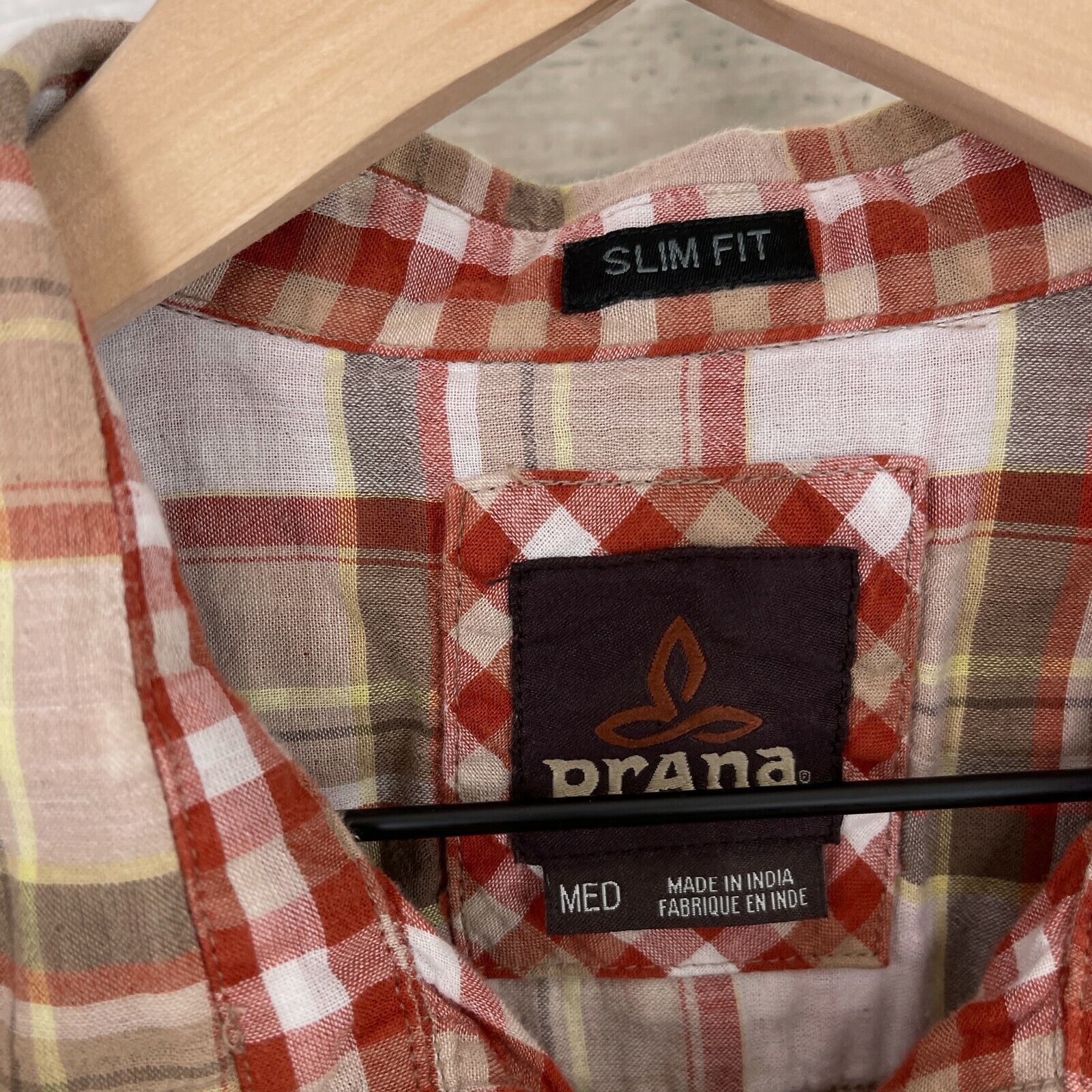 Prana PrAna Zoltan Slim Shirt Red Brown Plaid Organic Mens M Size US M / EU 48-50 / 2 - 5 Thumbnail