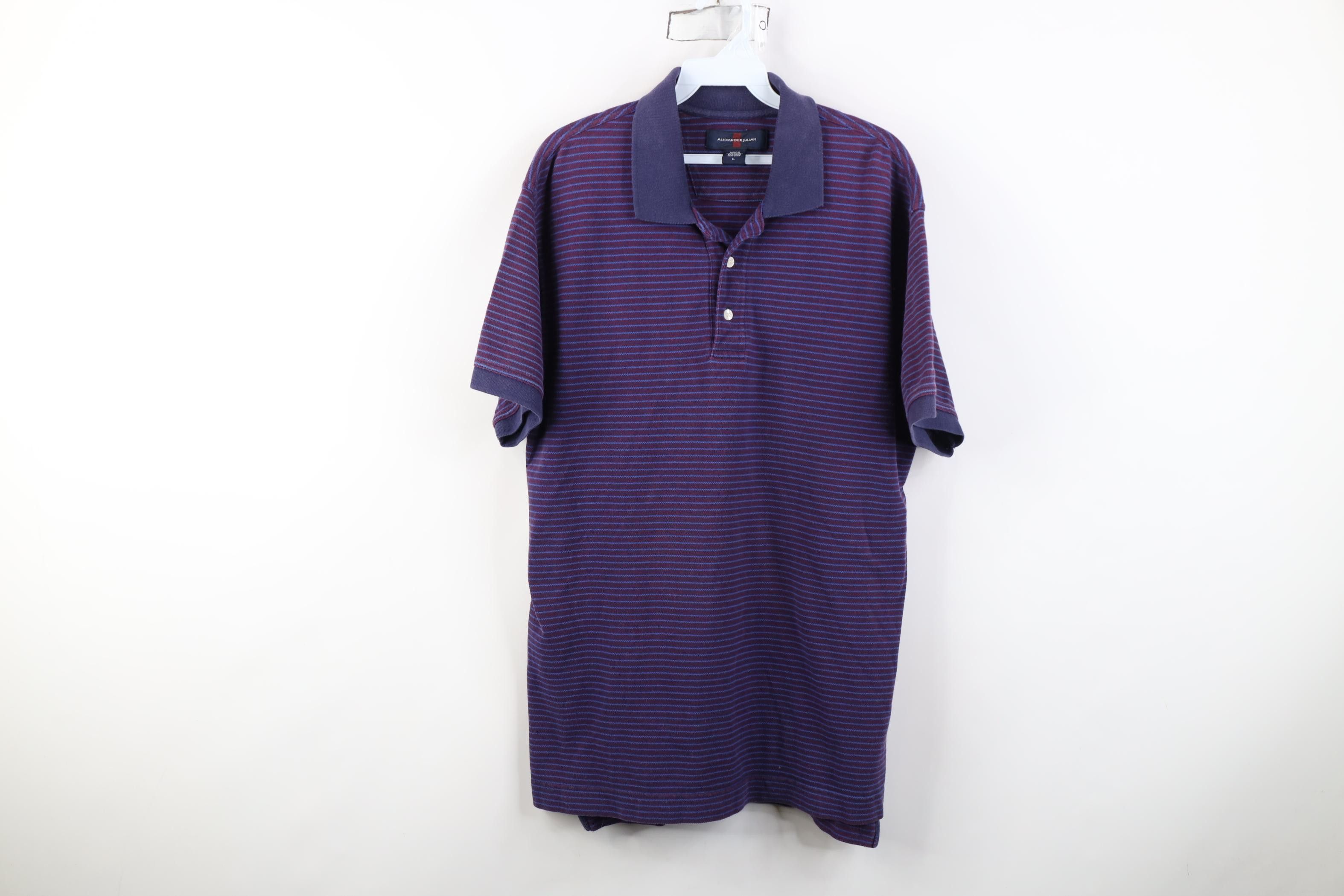 Vintage Vintage 90s Streetwear Striped Cotton Knit Golf Polo Shirt Size US L / EU 52-54 / 3 - 1 Thumbnail