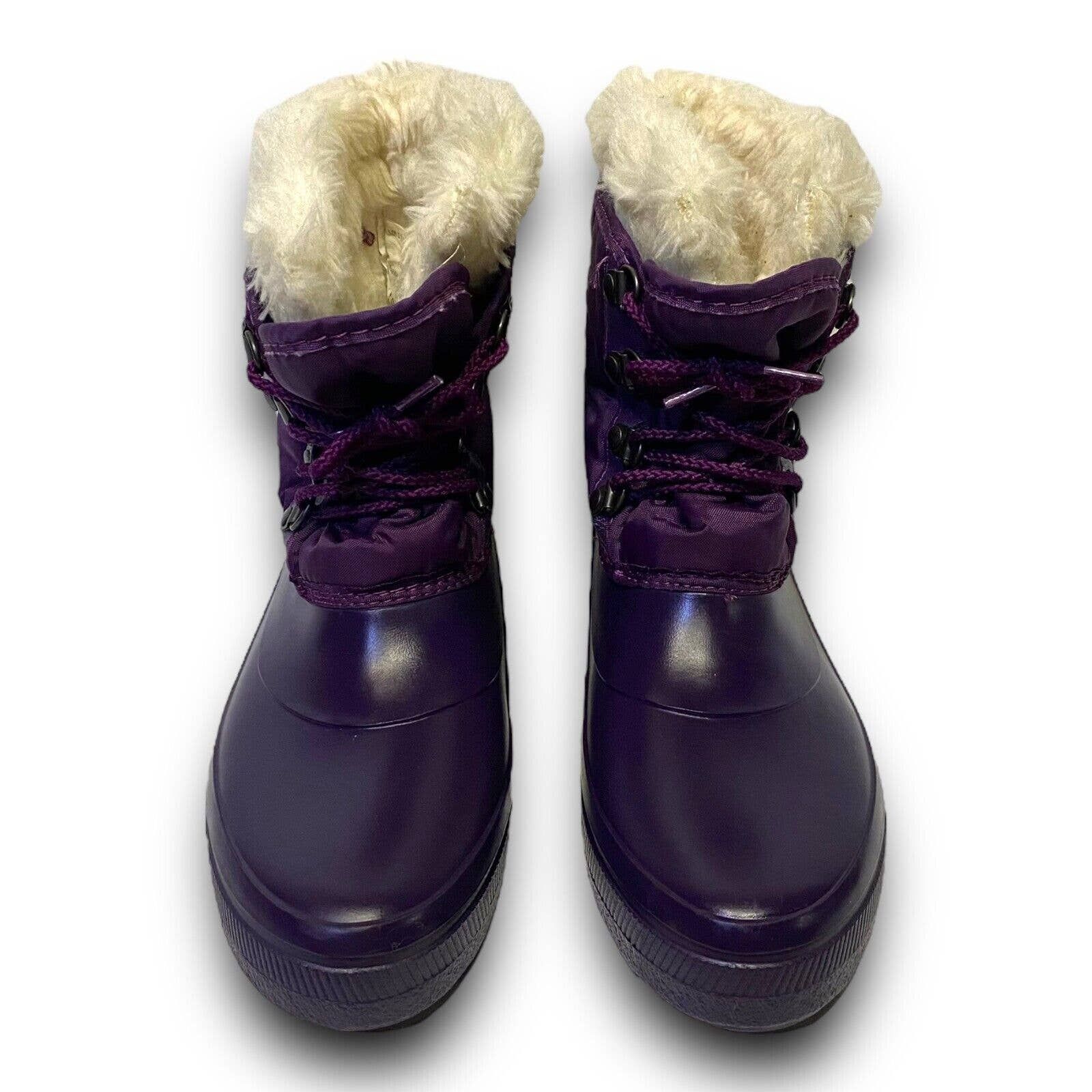 Vintage Vintage Sorel Purple Fur Lined Rubber Winter Rain Snow Boots Size US 5 / IT 35 - 5 Thumbnail