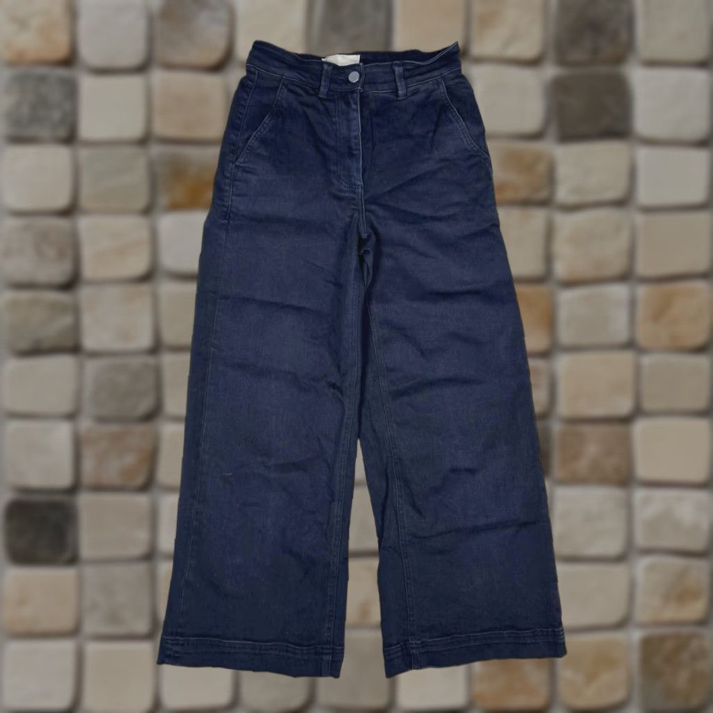 Everlane Everlane Jeans Womens 2 Dark Blue Denim Wide-Leg Jeans Size 26" / US 2 / IT 38 - 1 Thumbnail