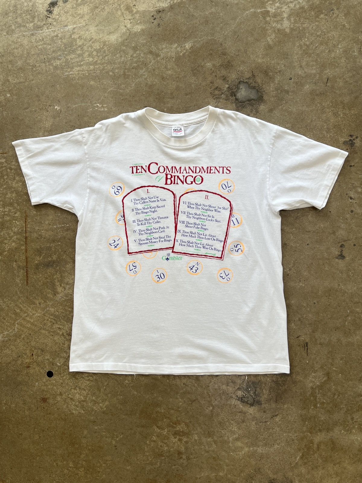 Vintage Vintage 90s Ten Commandments Bingo Religious Tee XL Size US XL / EU 56 / 4 - 2 Thumbnail