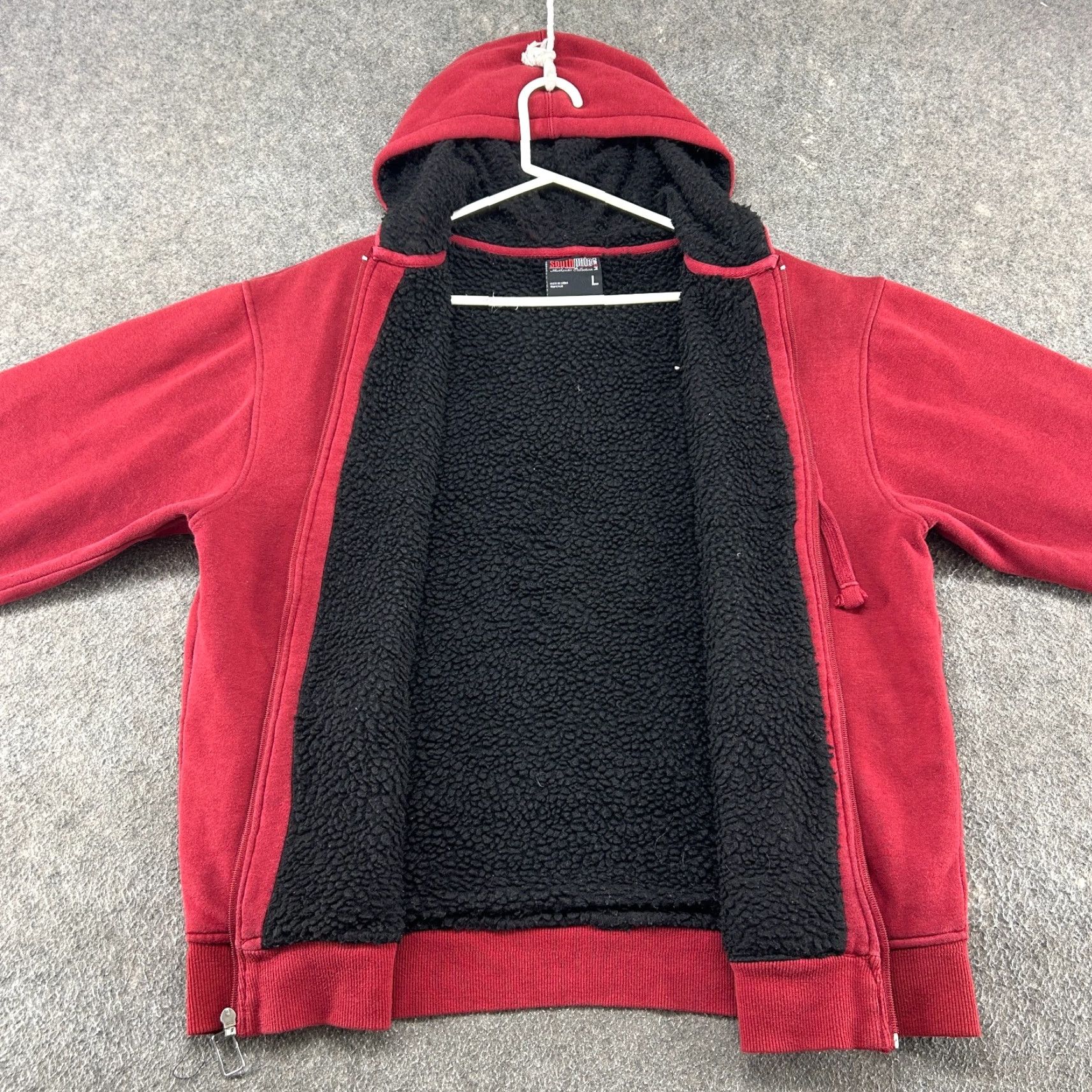 Southpole VINTAGE Southpole Hoodie Mens L Red Full Zip Sherpa Fleece Lined Skater Logo Y2K Size US L / EU 52-54 / 3 - 6 Thumbnail