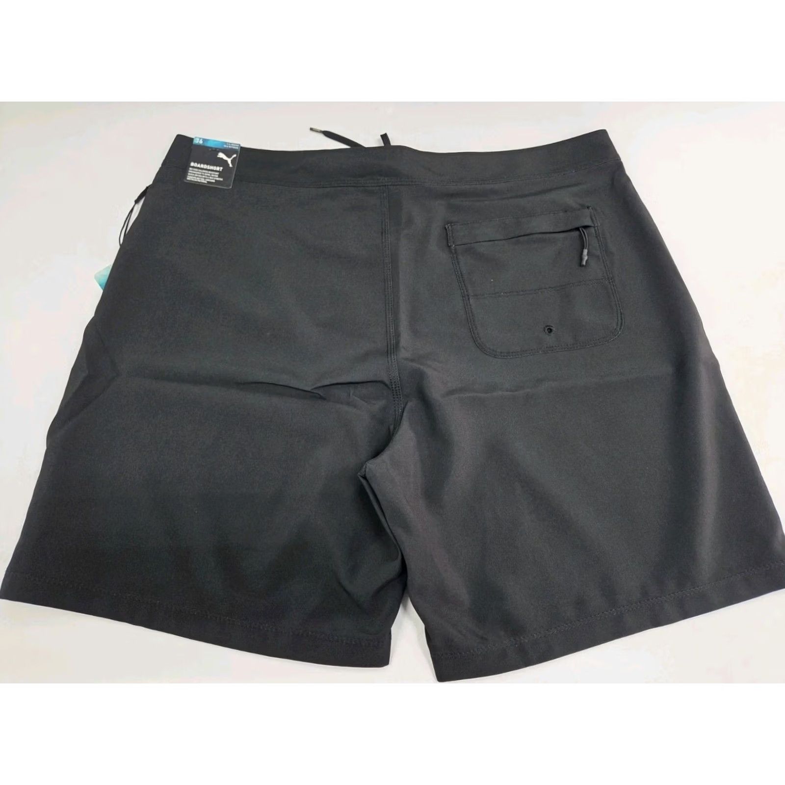 Puma PUMA Mens Black/White Stripe Board Shorts Drawstring Back Pocket Zip 36 #8605 Size US 36 / EU 52 - 2 Thumbnail