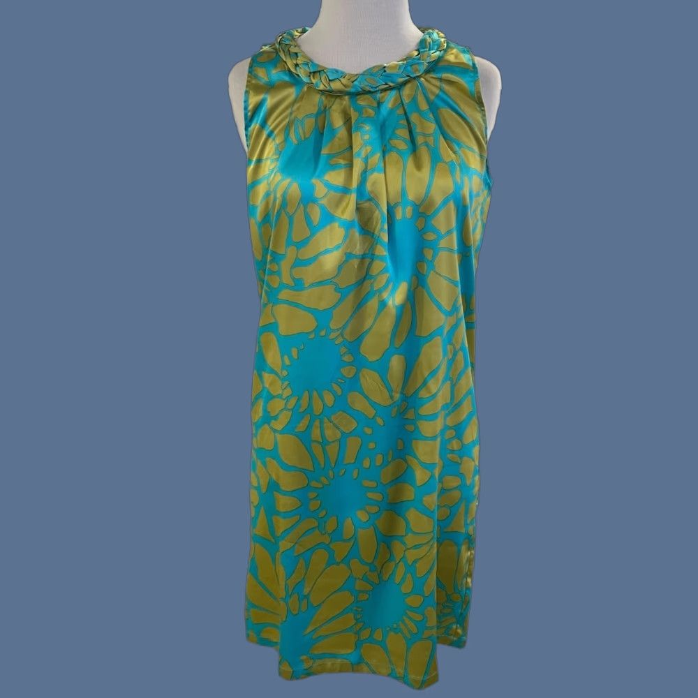 sachin and babi light blue dress Tracy Negoshian Women's Dress Sleeveless Floral Blue & Gold Knee Length S  Shifts Casual Summer Madeira?
