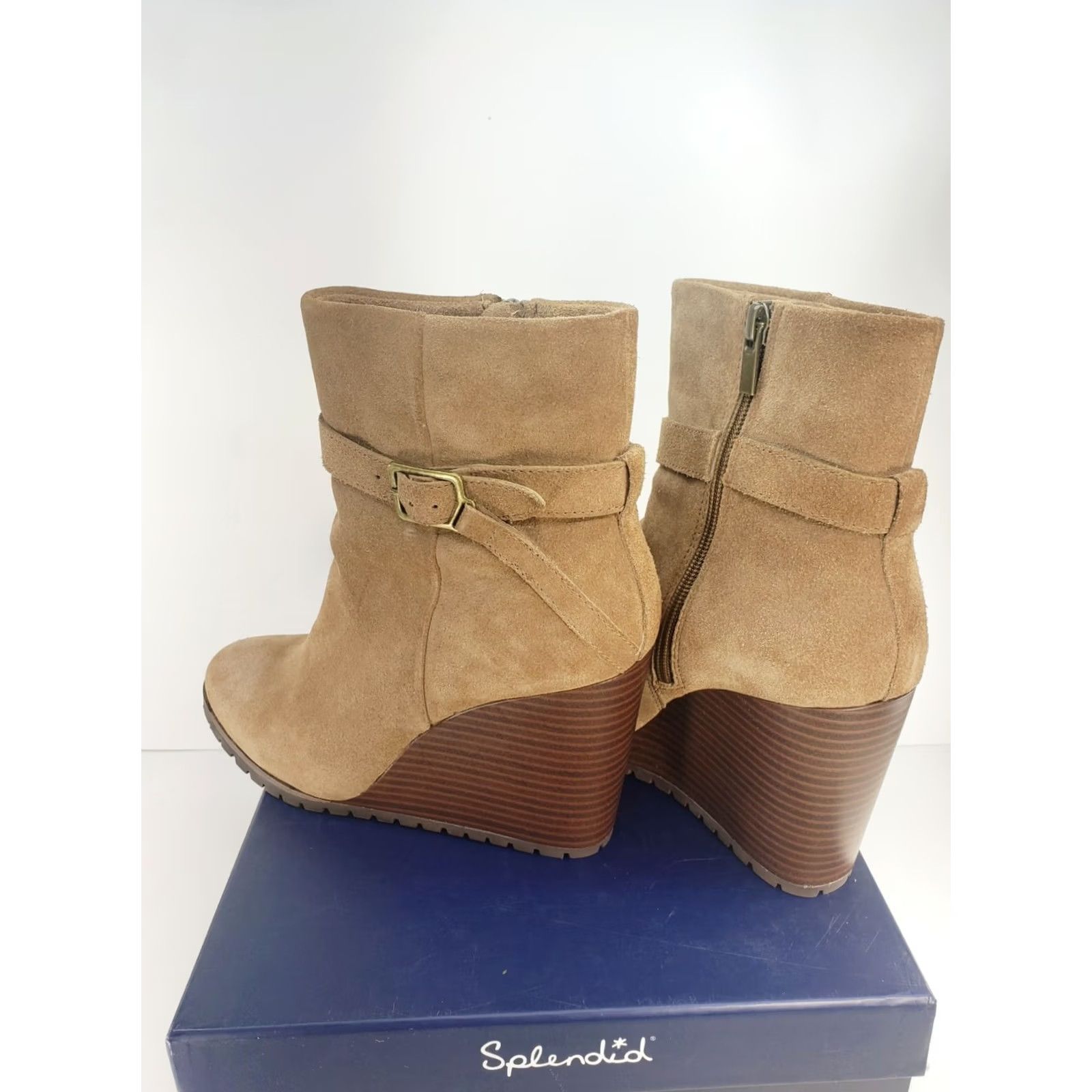 Splendid Splendid Women's Pascal Lt. Brown Side Zip Wedge Boots 9B New in Box! Size US 9 / IT 39 - 5 Thumbnail
