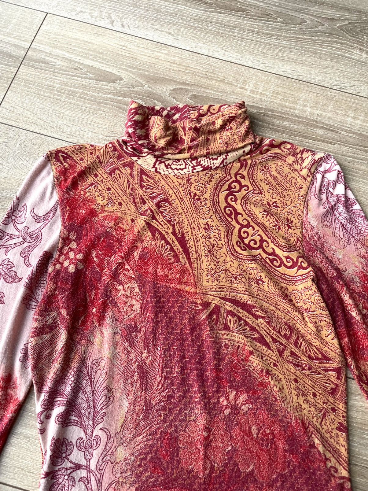 Roberto Cavalli Vintage Roberto Cavalli Class Paisley Top Turtleneck Shirt Size L / US 10 / IT 46 - 3 Thumbnail