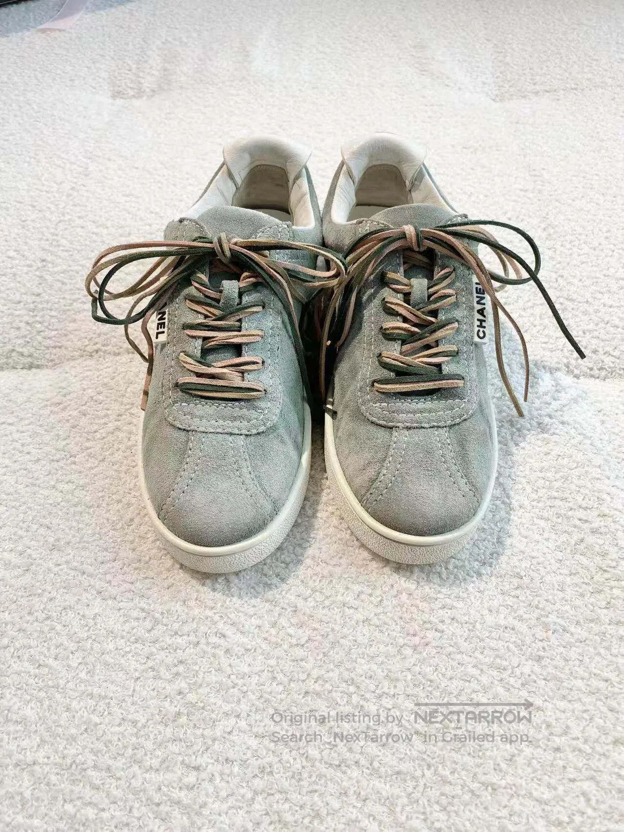 Chanel Chanel Alphabet slogans Vintage suede casual shoes| Size US 4.5 / IT 34.5 - 3 Thumbnail