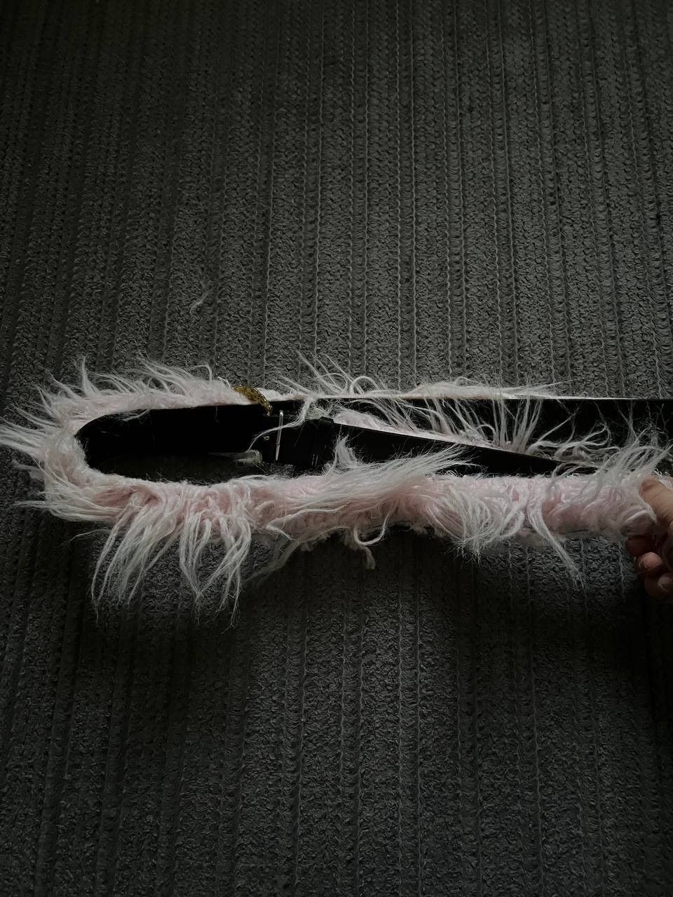 If Six Was Nine × Vintage Vintage Y2K Fuzzy Fur Leather Metal Opium Carti Style Belts Size ONE SIZE - 6 Thumbnail