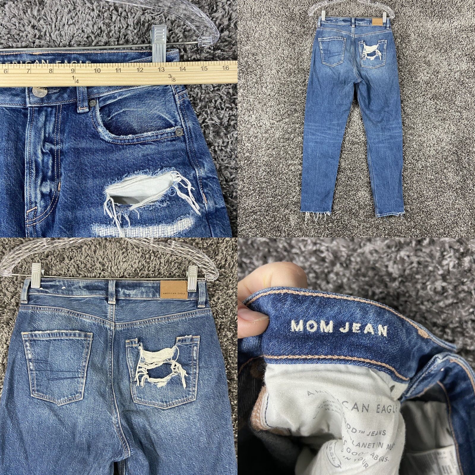 American Eagle Outfitters AMERICAN EAGLE Distressed Mom Jeans Women’s 0 Regular Blue Size 25" / US 0 / IT 36 - 8 Thumbnail