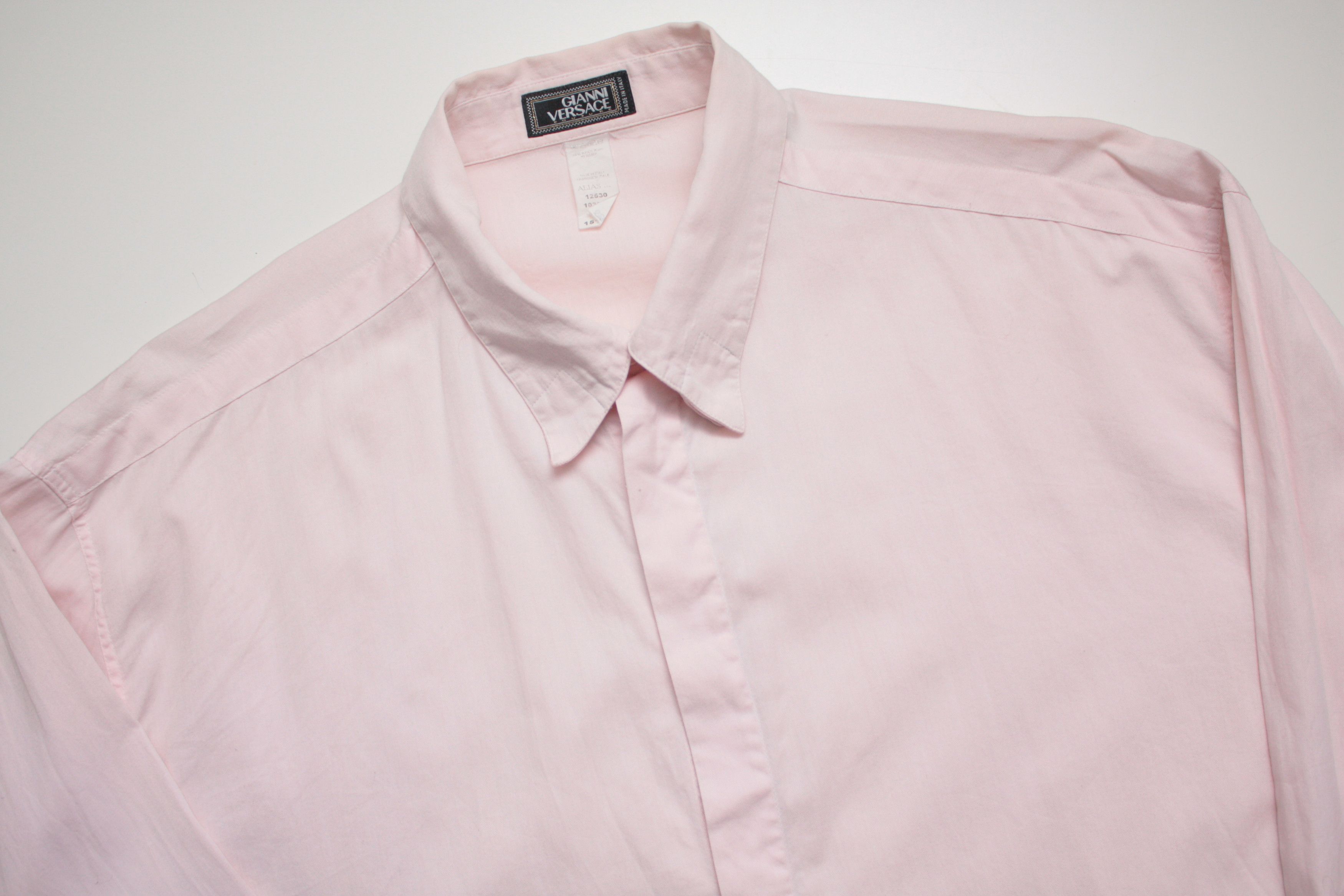 image of Gianni Versace Vintage Pink L/s Shirt Made In Italy Size 54, Men's