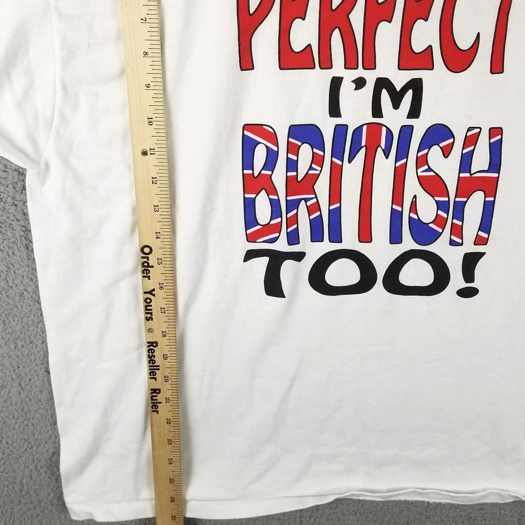 Hanes VINTAGE I'm Perfect British T-Shirt Adult XL White Nike? Size US XL / EU 56 / 4 - 4 Thumbnail
