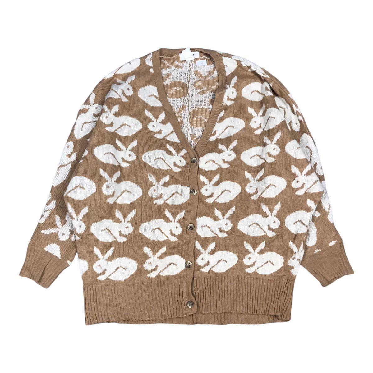 Aran Isles Knitwear × Japanese Brand KNITWEAR CARDIGAN DESIGN RABBIT Size US L / EU 52-54 / 3 - 1 Thumbnail