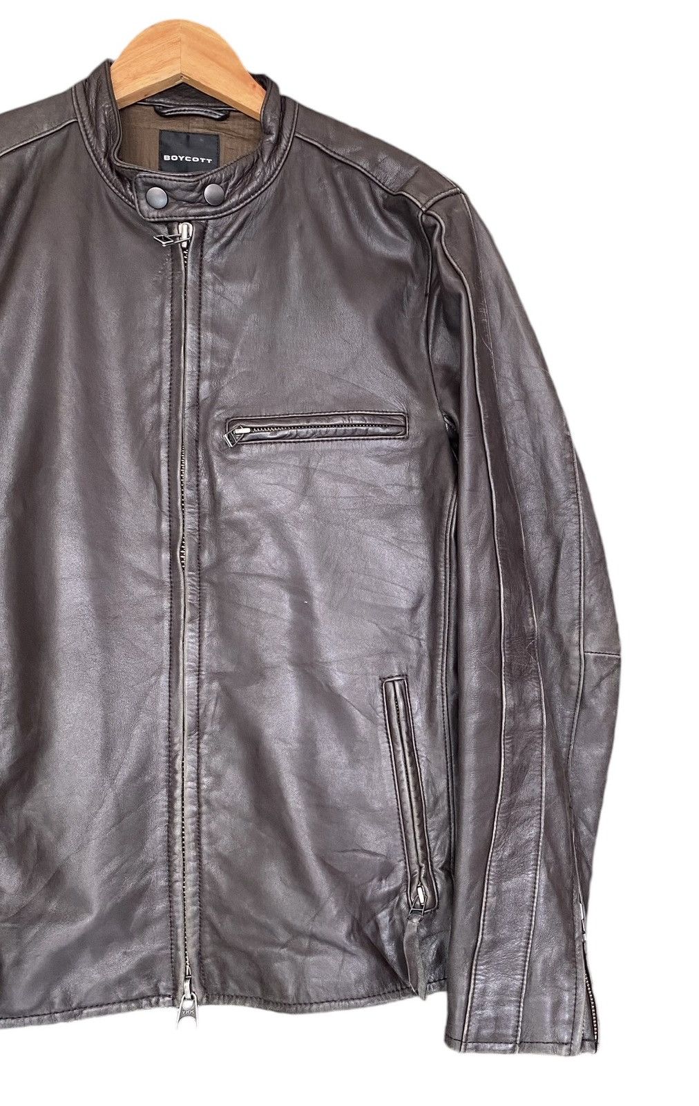 Boycott Rare🔥BOYCOTT Leather Zipper Jacket Vintage Size US S / EU 44-46 / 1 - 2 Thumbnail