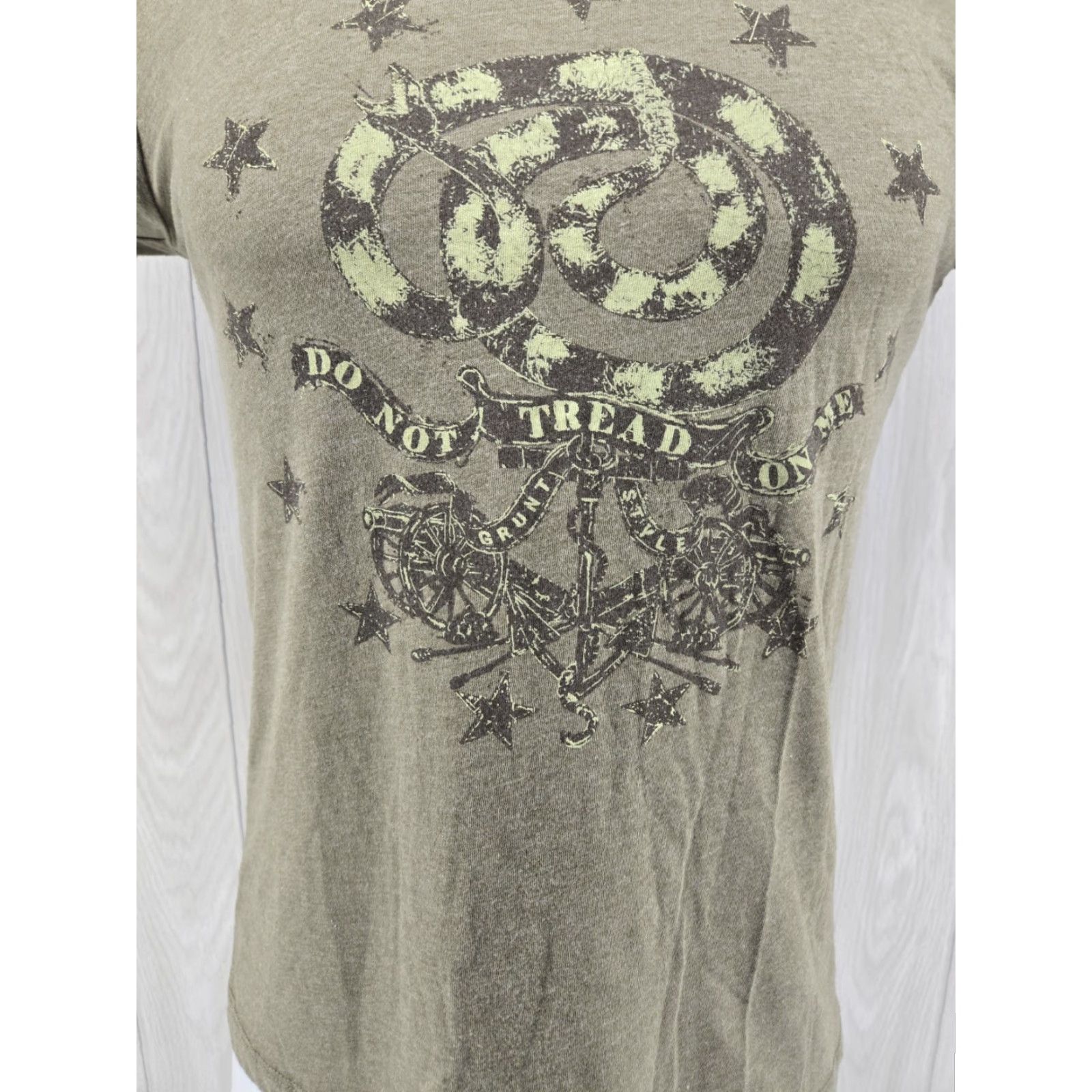 Vintage Grunt Style T-Shirt Women Green Do Not Tread On Me Crew Neck Short Sleeve Large Size L / US 10 / IT 46 - 3 Thumbnail