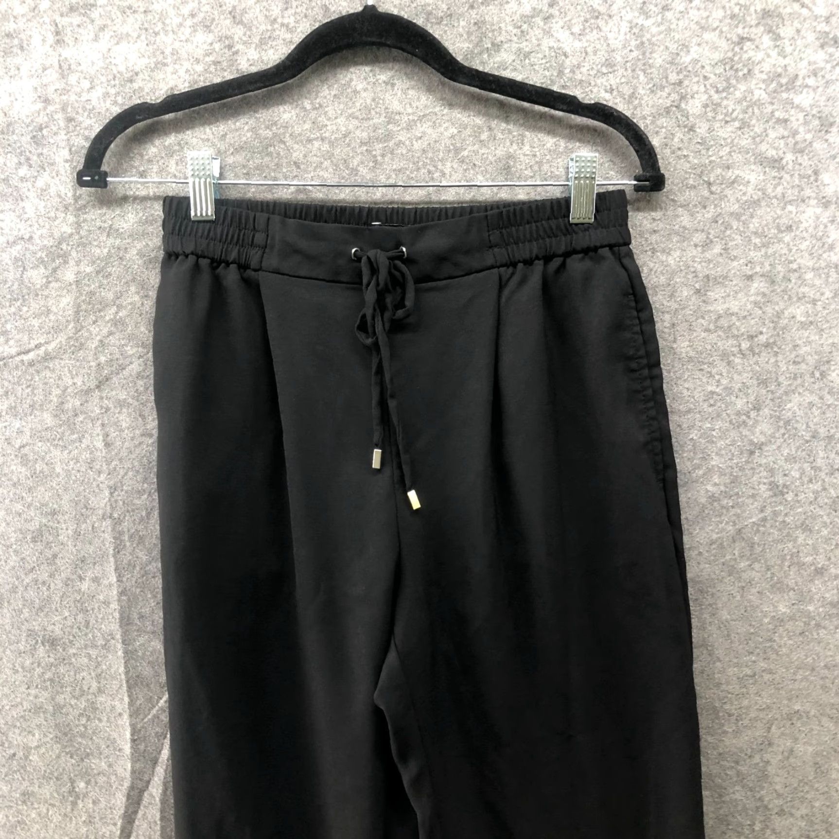 Zara Zara Black Pull On Pants Womens XS Drawstring Tapered Leg High Rise Size 26" / US 2 / IT 38 - 3 Thumbnail