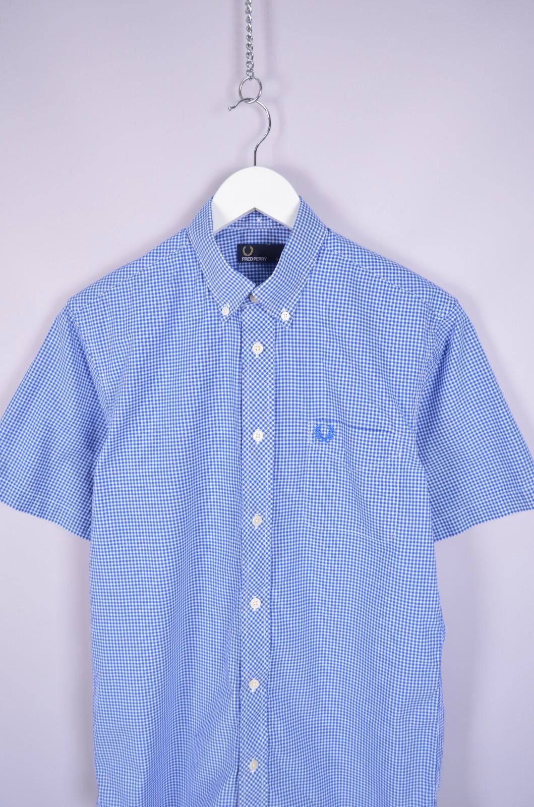 Fred Perry Mens Fred Perry Check White Blue Short Sleeve Shirt Size S Size US S / EU 44-46 / 1 - 2 Thumbnail