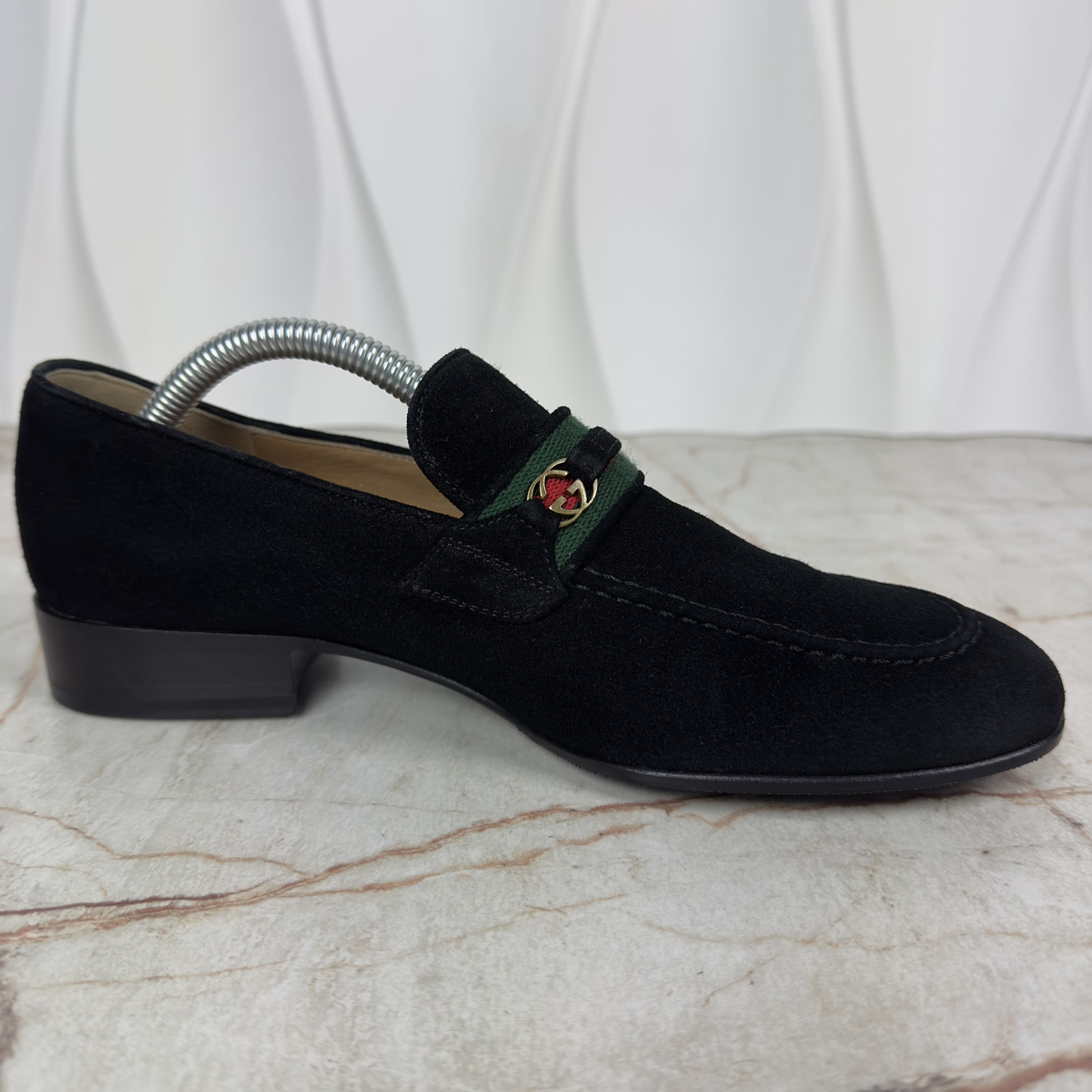 Gucci Horsebit Web Vintage Loafers Black Suede Size US 7.5 / IT 37.5 - 7 Thumbnail