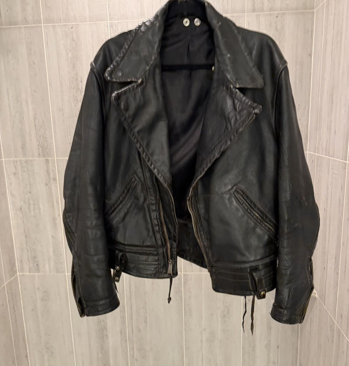 Title: VTG 1950s Cal Leather CHP Motorcycle Jacket-Serval Z