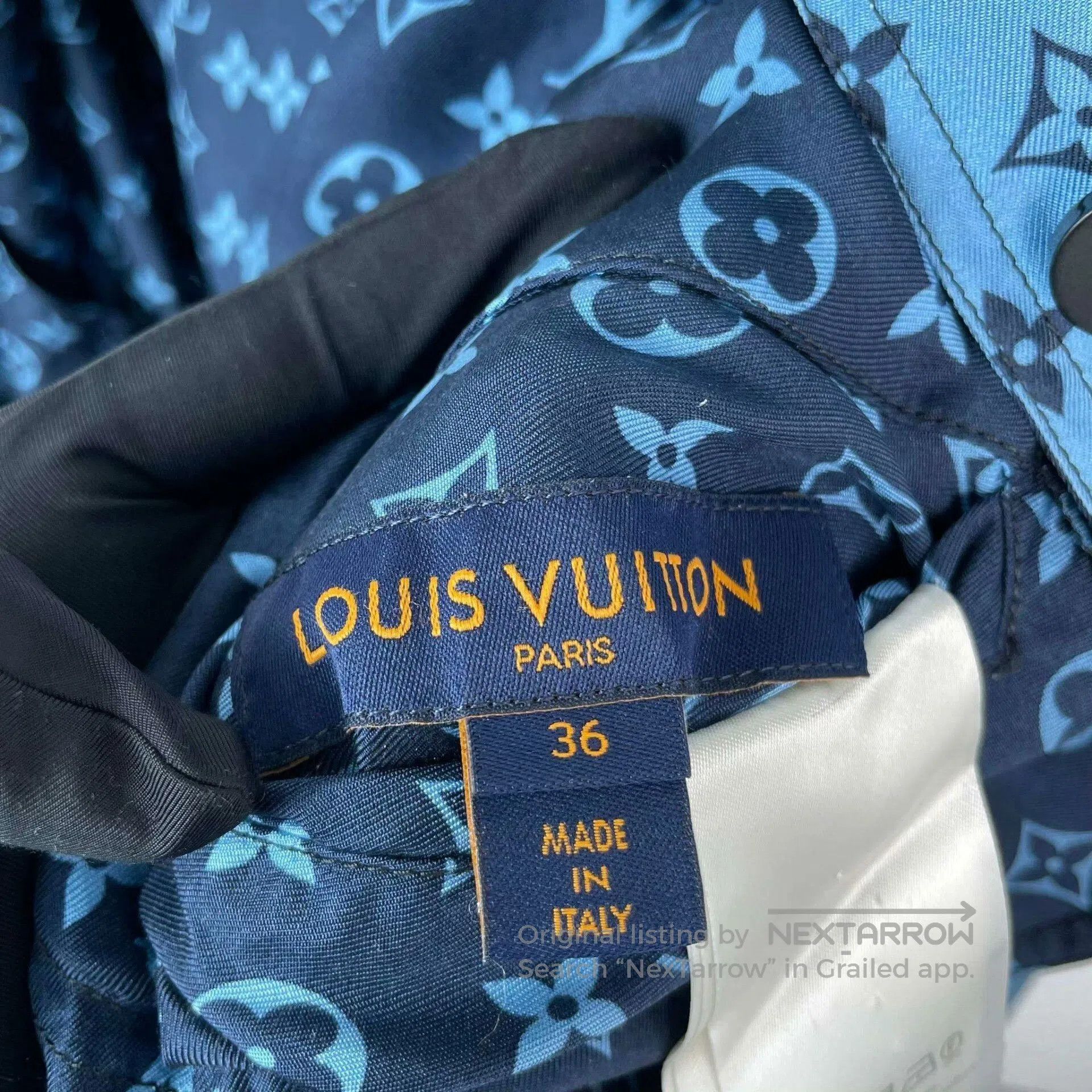 Louis Vuitton Louis Vuitton Blue Silk Monogram Coat. Size XS / US 0-2 / IT 36-38 - 3 Thumbnail