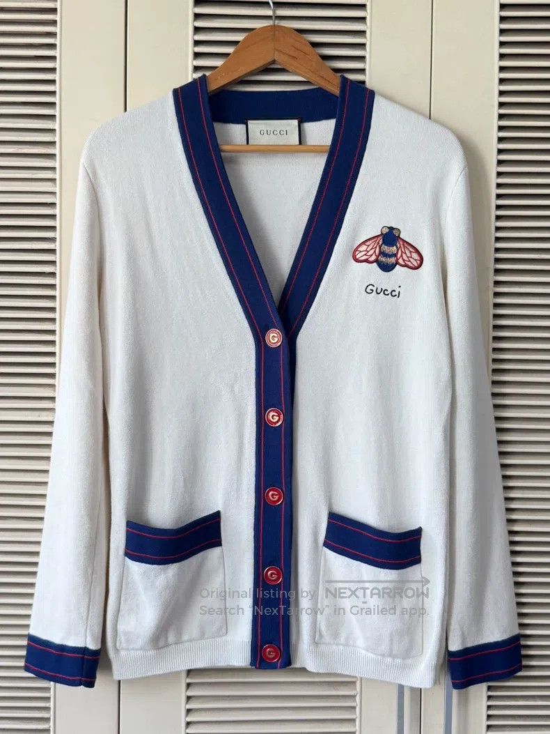 Gucci Gucci Little Bee Embroidery Knitted Cardigan coat Size XS / US 0-2 / IT 36-38 - 1 Thumbnail