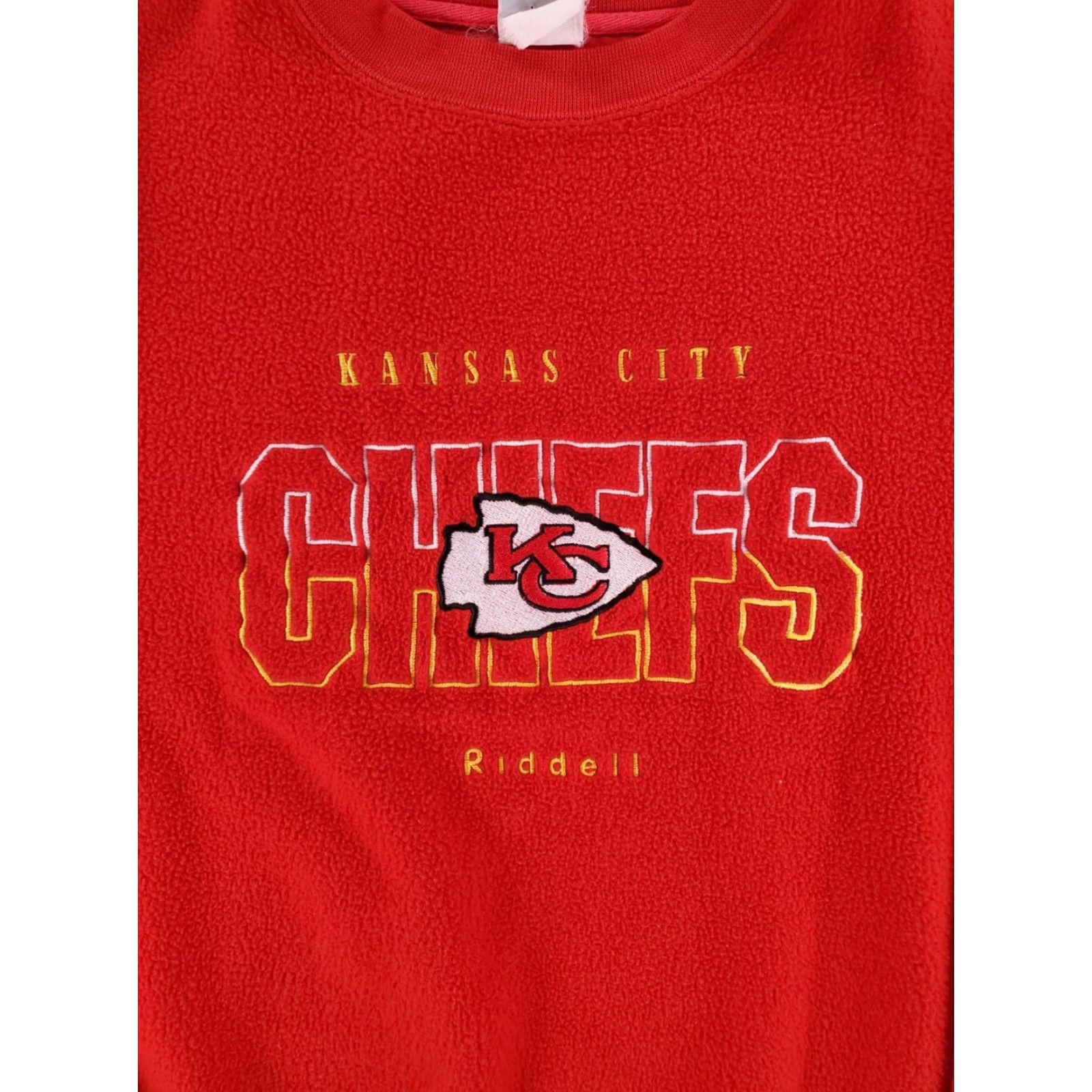Riddell VINTAGE Kansas City Chiefs Sweatshirt Embroidered Riddell Made USA NFL Mens L Red 90s Size US L / EU 52-54 / 3 - 2 Thumbnail