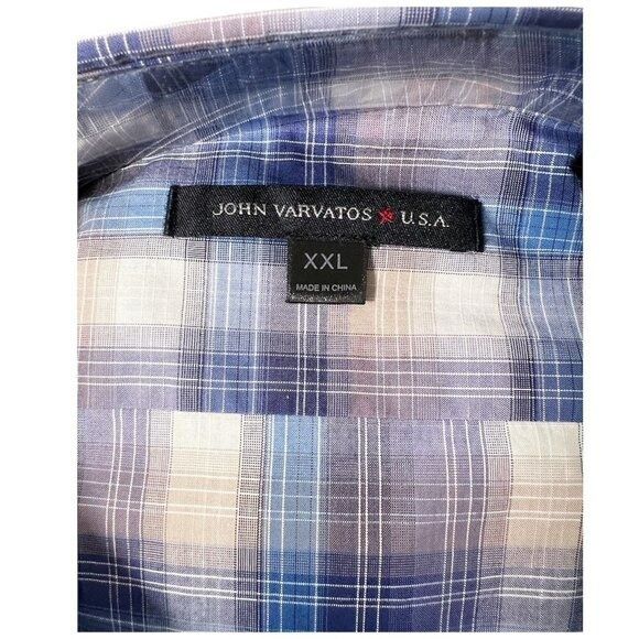 John Varvatos John Varvatos Mens Blue Plaid Collared Lightweight Button Up Size US XXL / EU 58 / 5 - 4 Thumbnail