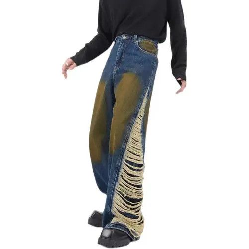 VIBE Retro distressed patchwork design tassel jeans Size US 34 / EU 50 - 4 Thumbnail