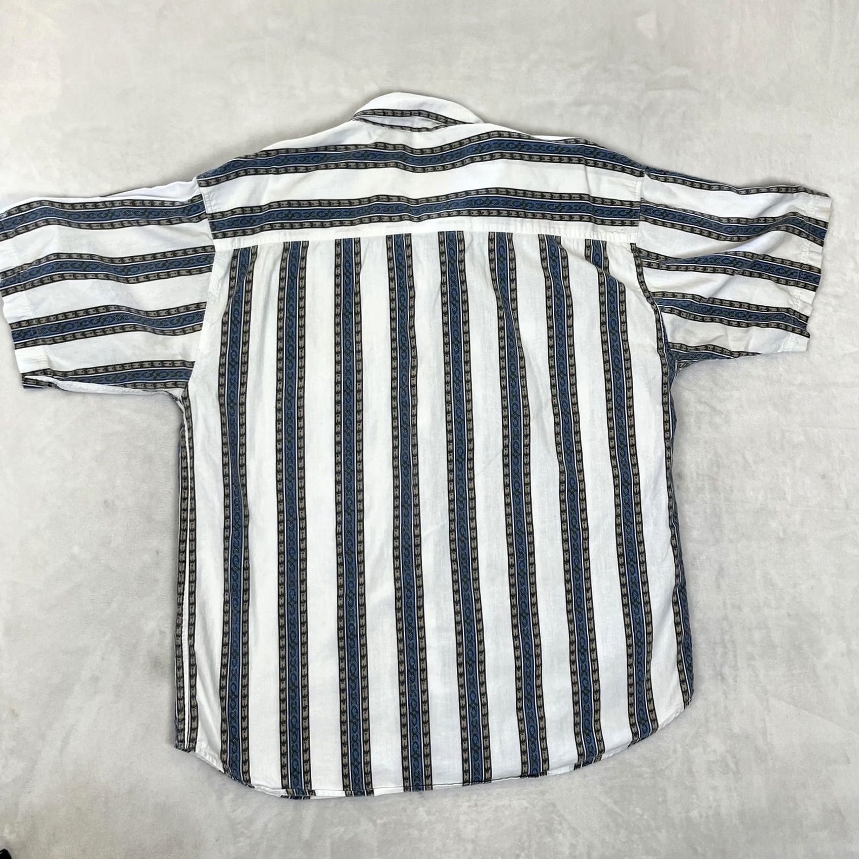Revenge VINTAGE Revenge Striped Short Sleeve Button Front Western Shirt Mens XL White Size US XL / EU 56 / 4 - 7 Thumbnail