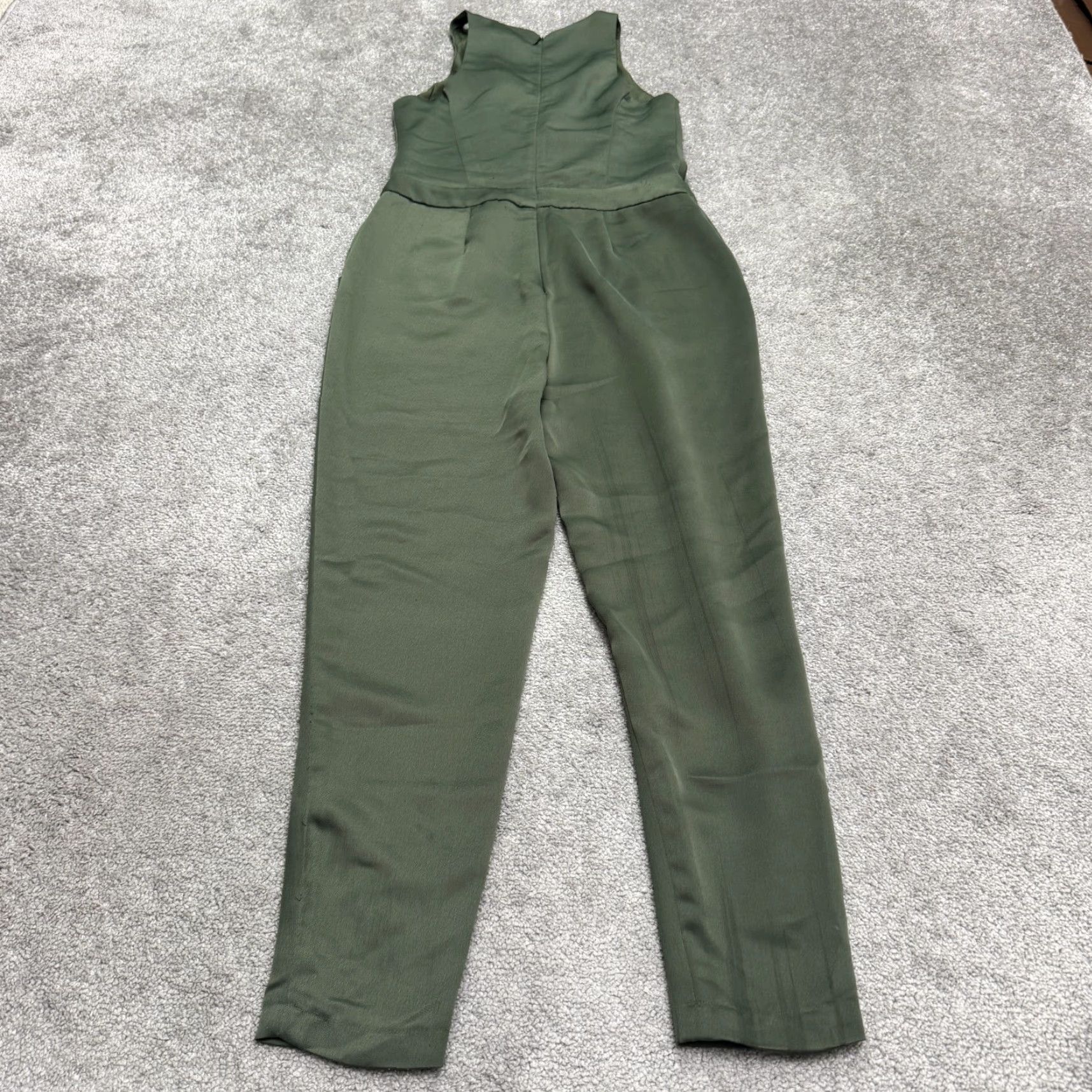 Banana Republic Banana Republic Jumpsuit Womens 0 Olive Green Satin Pleated Sleeveless V-Neck Size 25" / US 0 / IT 36 - 2 Thumbnail