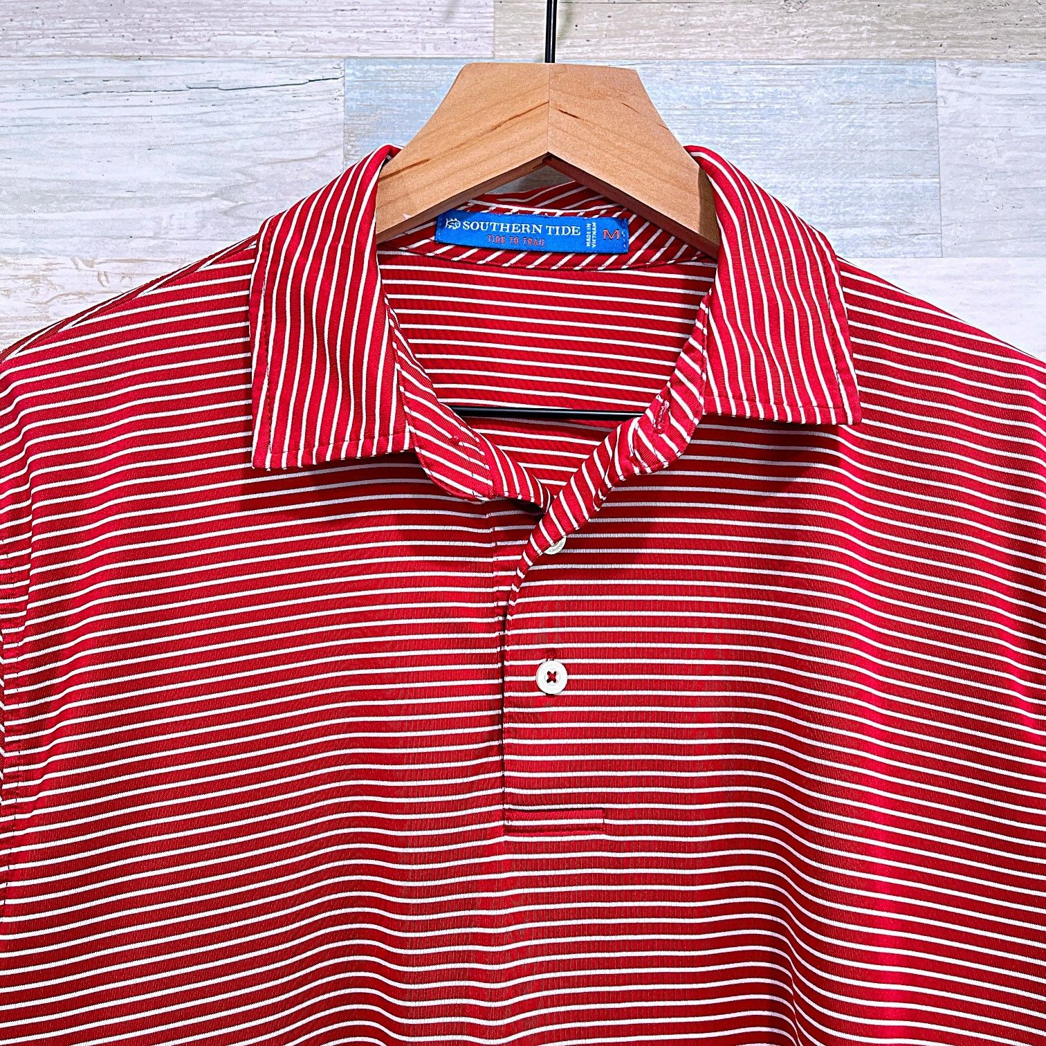 Southern Tide Southern Tide Performance Polo Shirt Red White Striped M Size US M / EU 48-50 / 2 - 2 Thumbnail