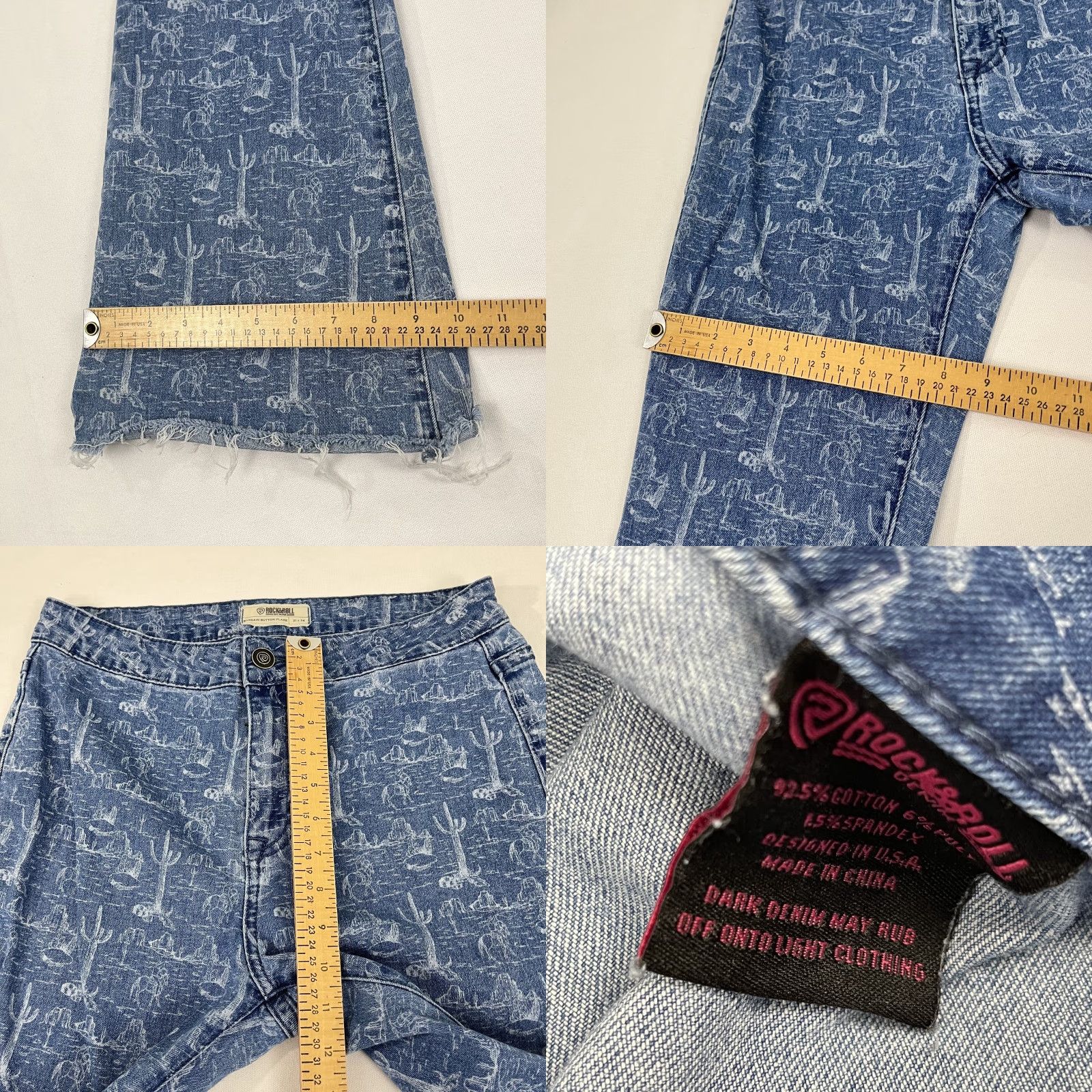 Denime VINTAGE Rock & Roll Jeans Women 31 x 34 Denim Flare Button Jeans Cowgirl Western Cowgirl Rock & Roll Size 24" / US 00 / IT 34 - 8 Thumbnail