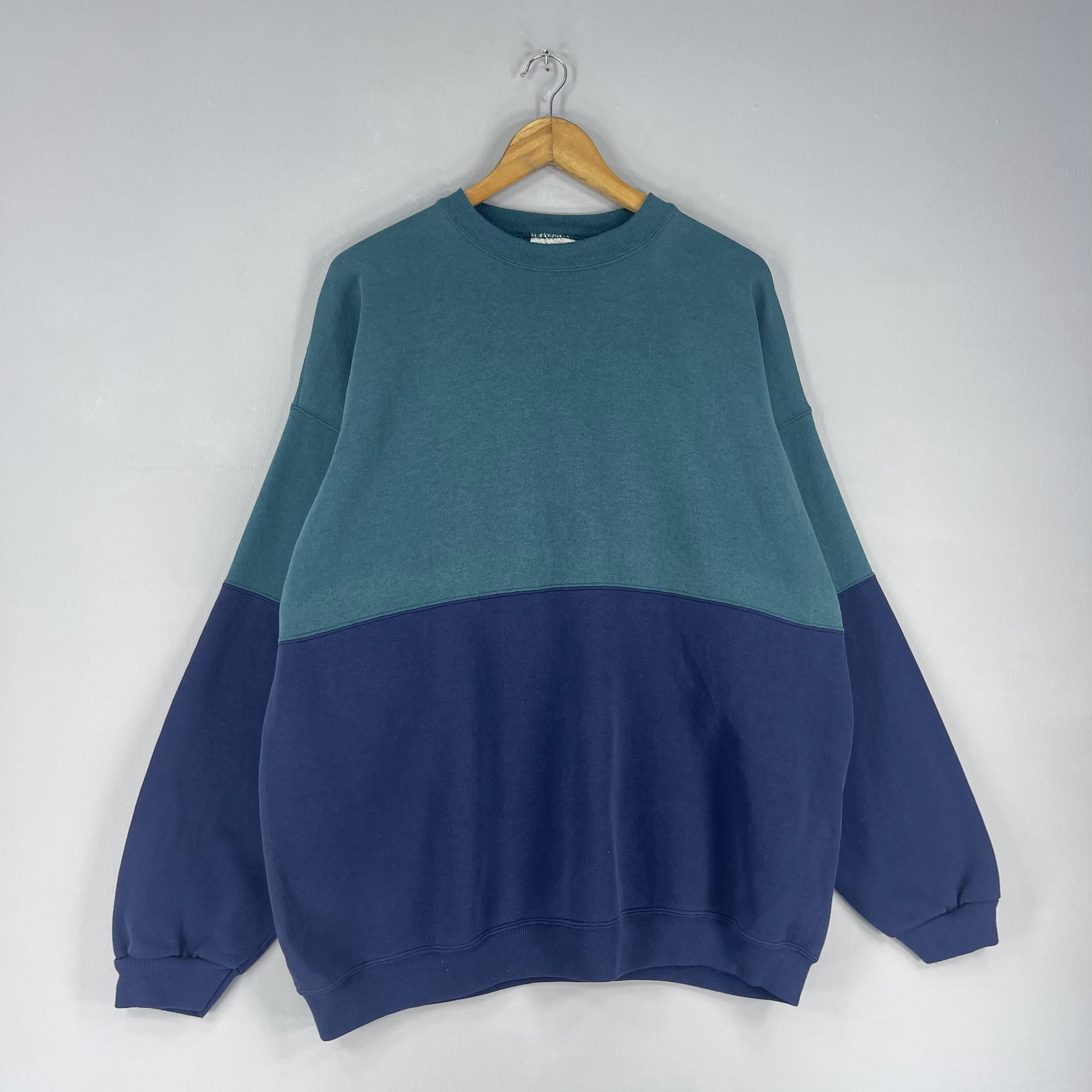 Vintage Vintage Plain Green/Blue Sun Faded Sweatshirt Size US XL / EU 56 / 4 - 3 Thumbnail