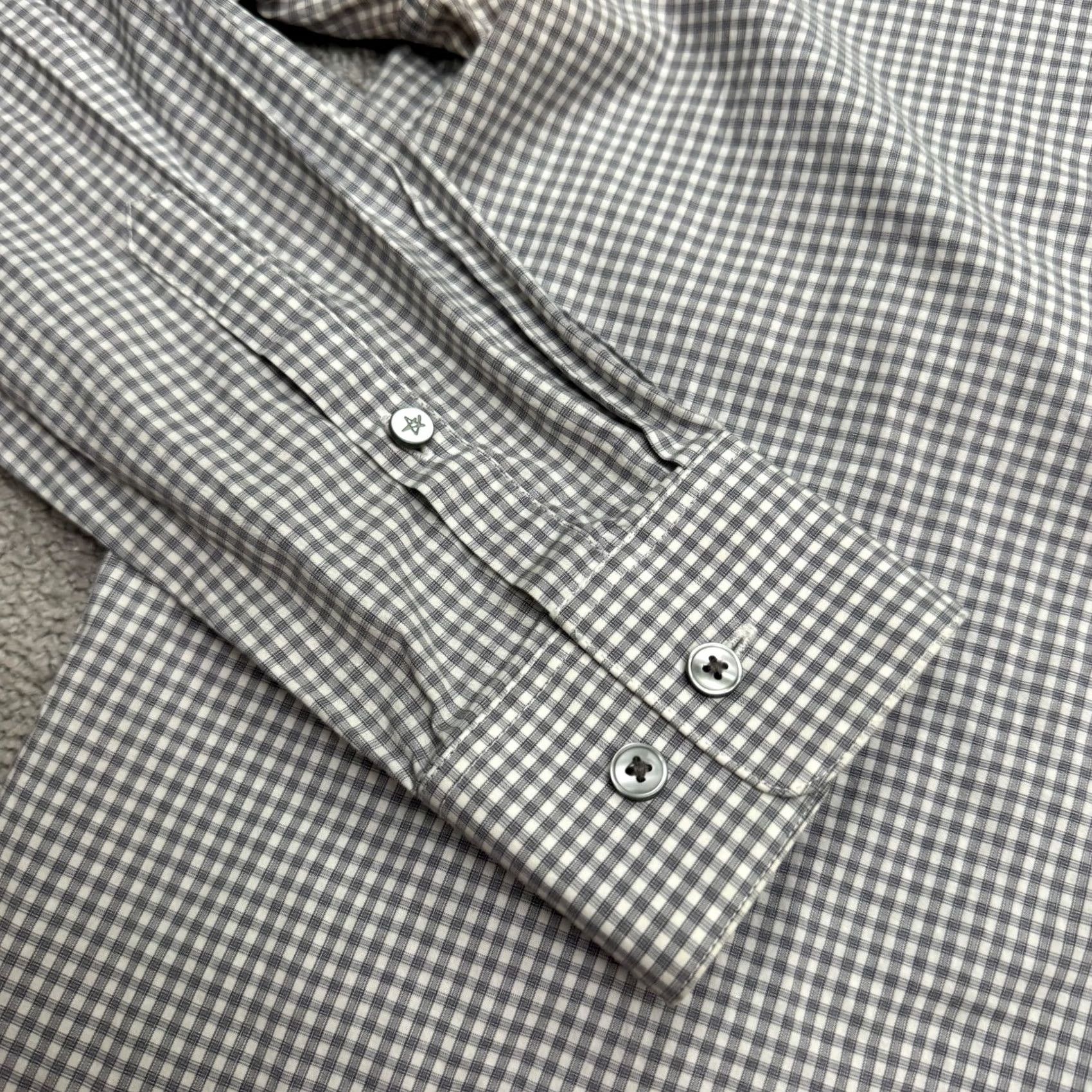 John Varvatos John Varvatos Mens Gray White Check Gingham Dress Shirt USA Modern Fit Top 15.5 Size US L / EU 52-54 / 3 - 7 Thumbnail